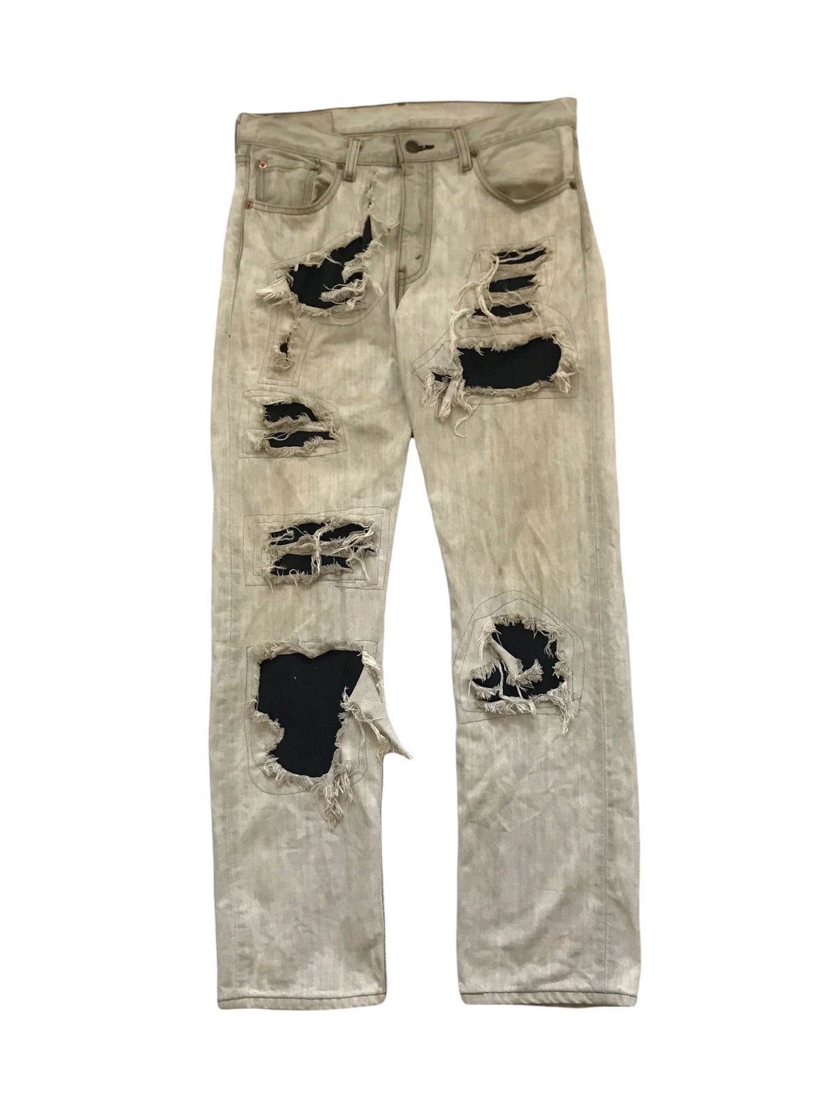 Levi's × Levi's Vintage Clothing LEVIS 505 DISTRESSED PATCHWORK STYLE JEANS Size US 32 / EU 48 - 1 Thumbnail