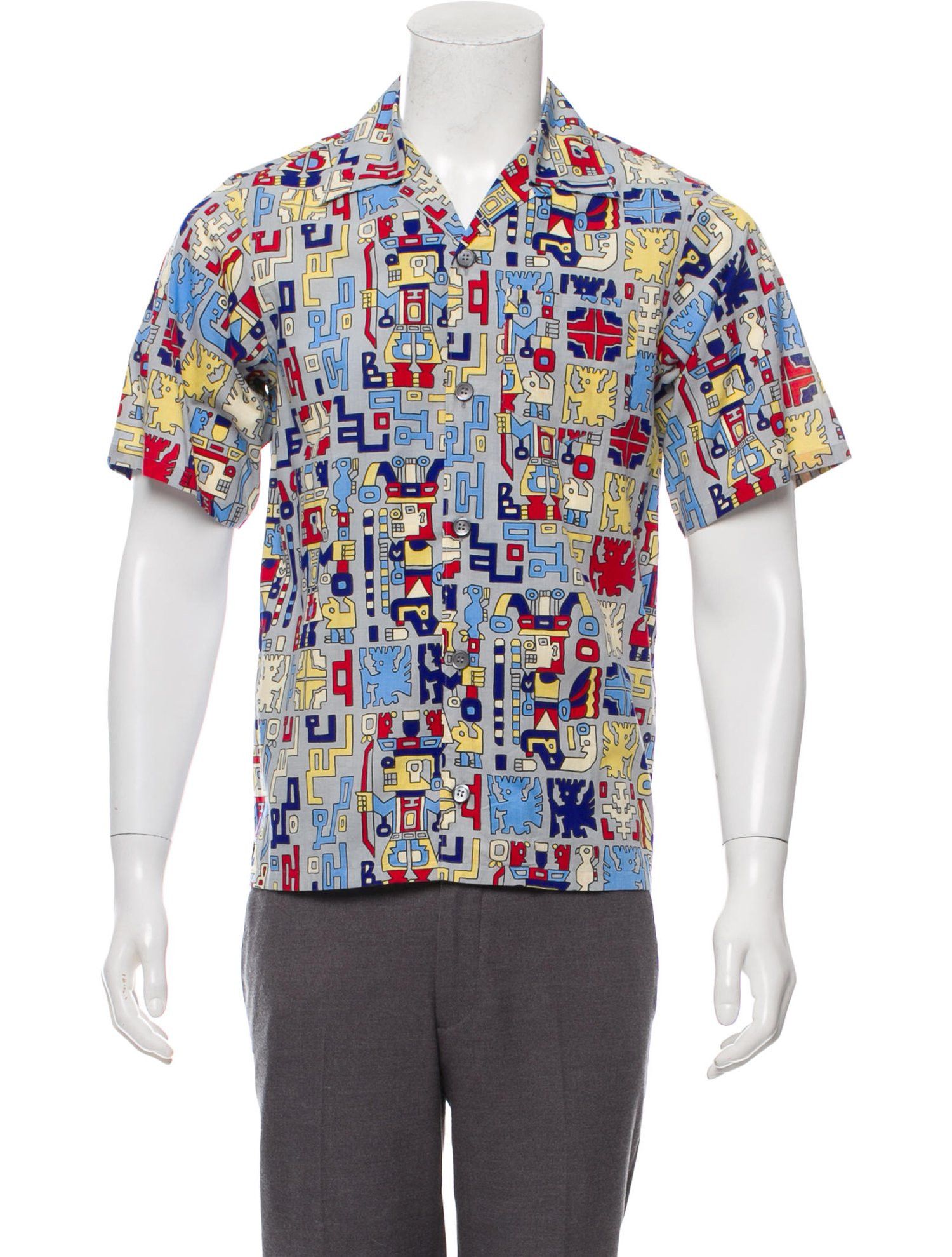 Aztec Print Camp-Collar Shirt
