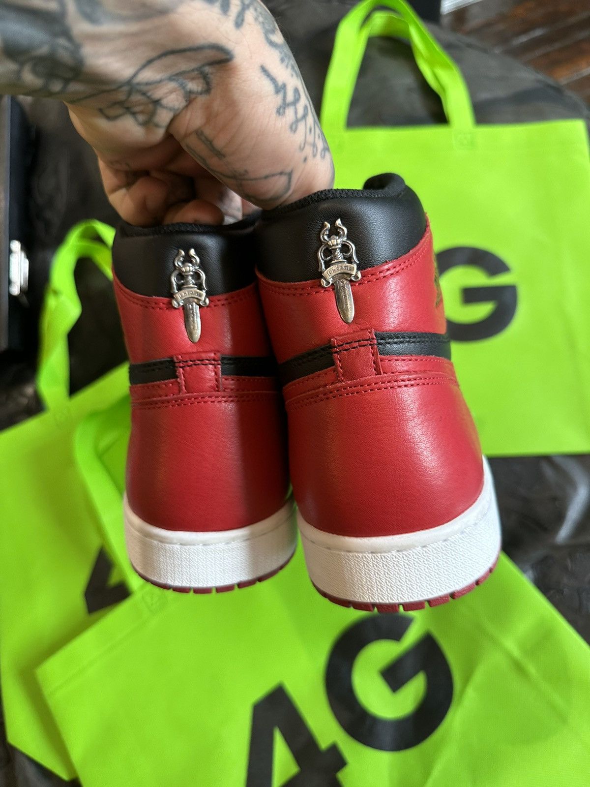 Chrome Hearts Chrome Hearts x Jordan 1 BRED Sneakers NEW SZ13 4Gseller Size US 13 / EU 46 - 5 Thumbnail