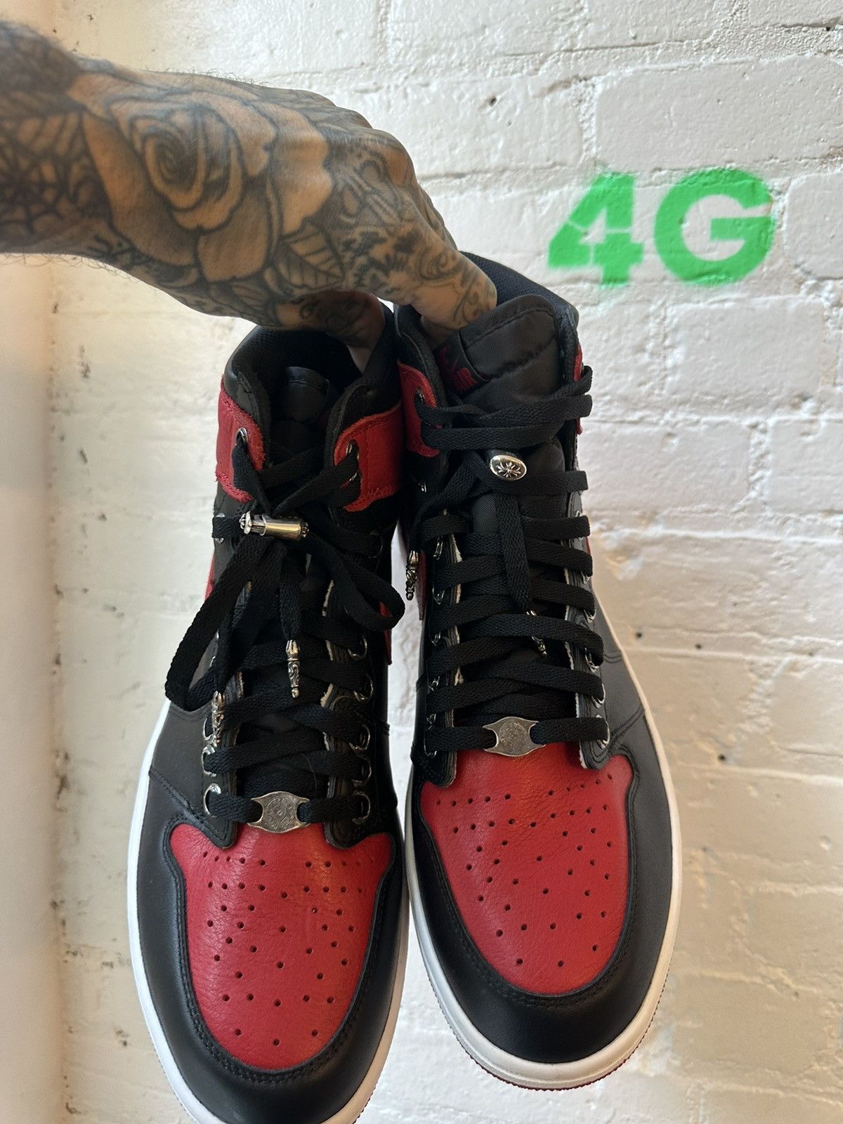 Chrome Hearts Chrome Hearts x Jordan 1 BRED Sneakers NEW SZ13 4Gseller Size US 13 / EU 46 - 13 Thumbnail