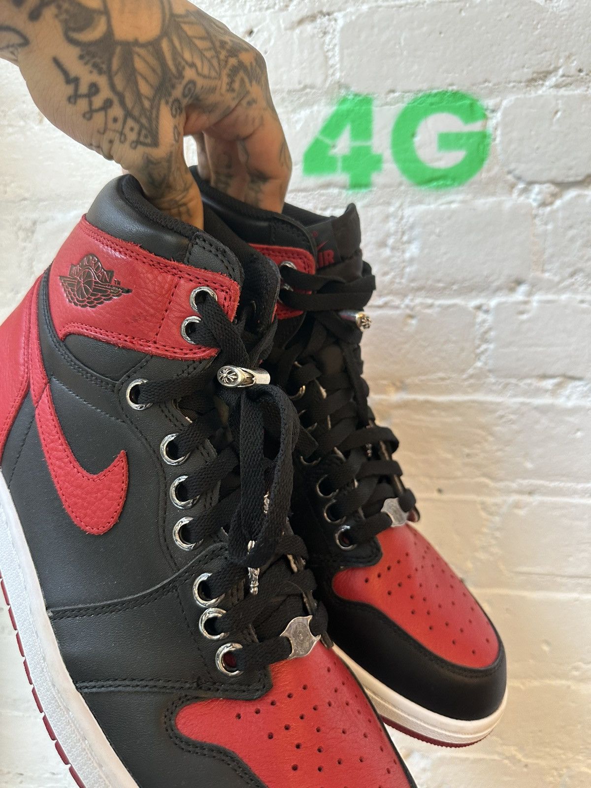 Chrome Hearts Chrome Hearts x Jordan 1 BRED Sneakers NEW SZ13 4Gseller Size US 13 / EU 46 - 12 Thumbnail