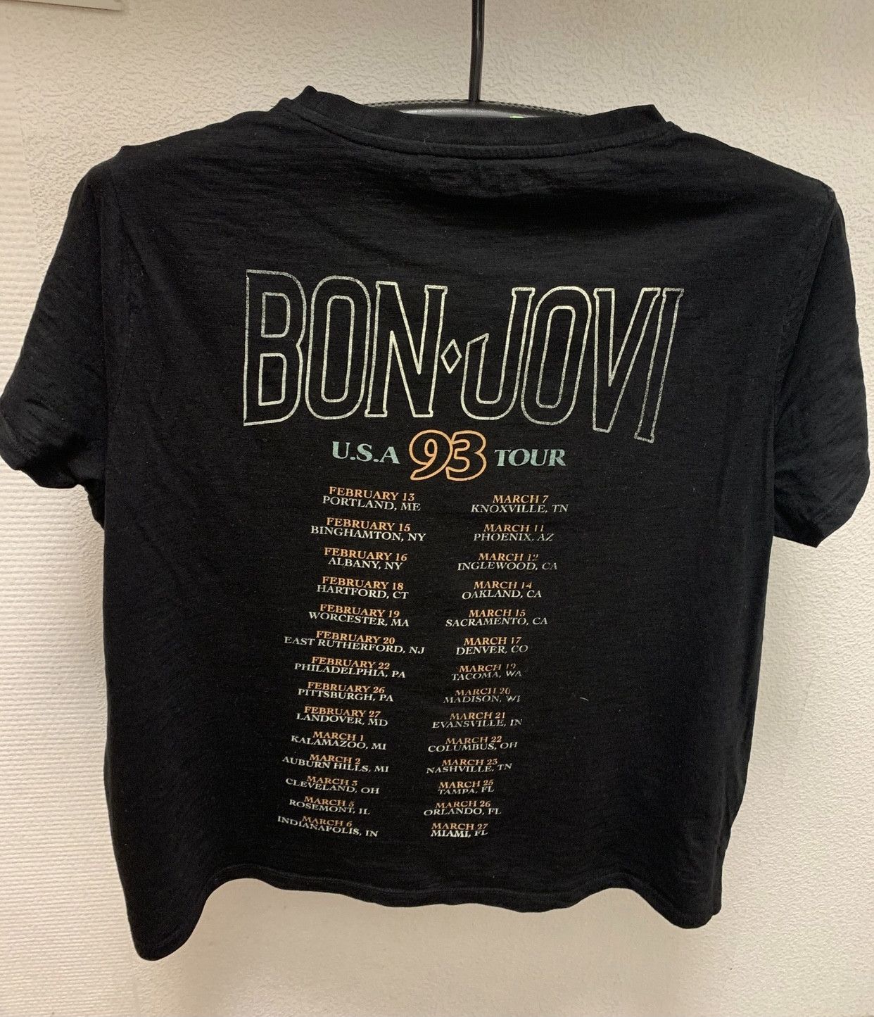 Band Tees Bon Jovi USA TOUR 1993 L size 2020 black rock Size US L / EU 52-54 / 3 - 4 Thumbnail