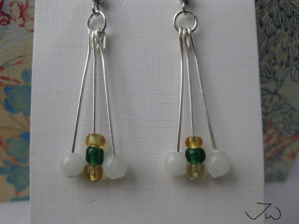 Handmade Jade and Crystal Stainless Steel Dangle Earrings Size ONE SIZE - 4 Thumbnail
