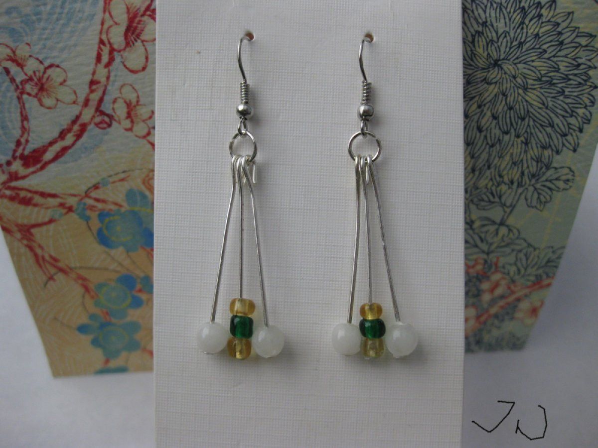 Handmade Jade and Crystal Stainless Steel Dangle Earrings Size ONE SIZE - 1 Thumbnail