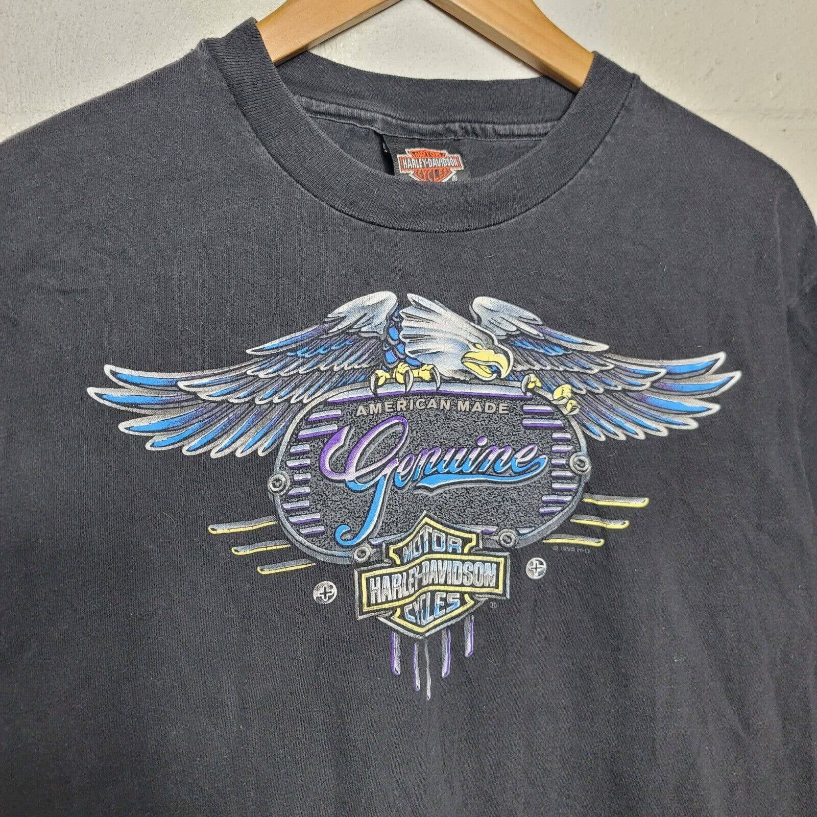 Vintage VTG 1995 Harley Davidson Eagle Barnett El Paso Texas T-Shirt Size US L / EU 52-54 / 3 - 4 Thumbnail