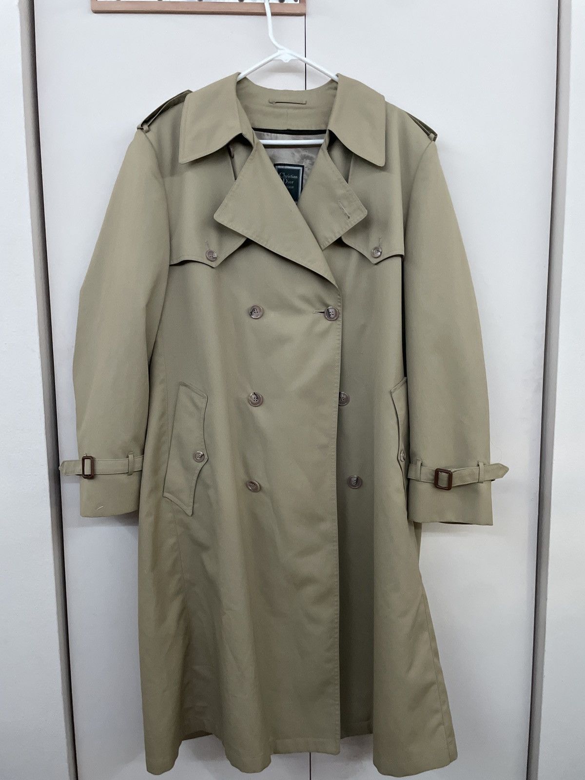 image of Christian Dior Monsieur x Dior Vintage 90's Christian Dior Trench Coat Long Jacket in Tan (Size Lar