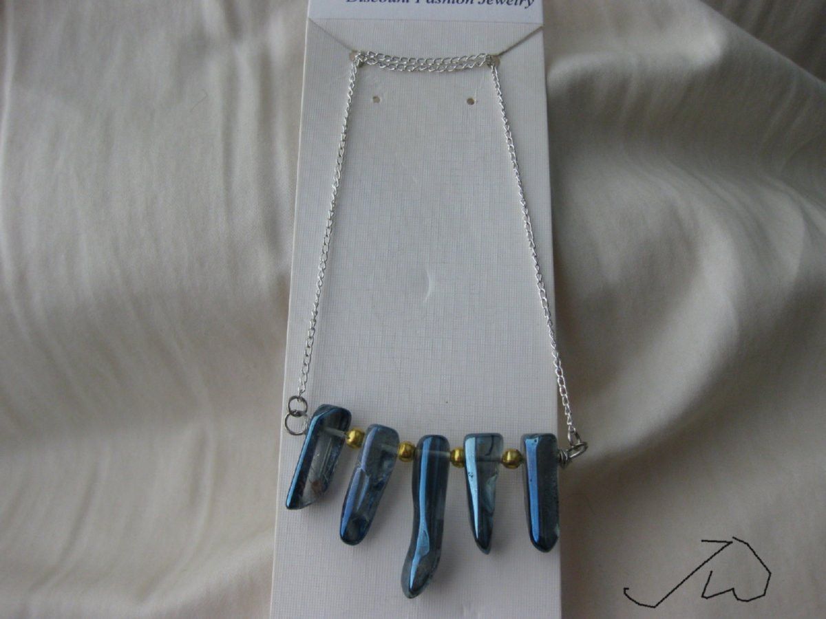 Handmade × Jewelry Blue Quartz Crystal necklace with gold beads Size ONE SIZE - 1 Thumbnail