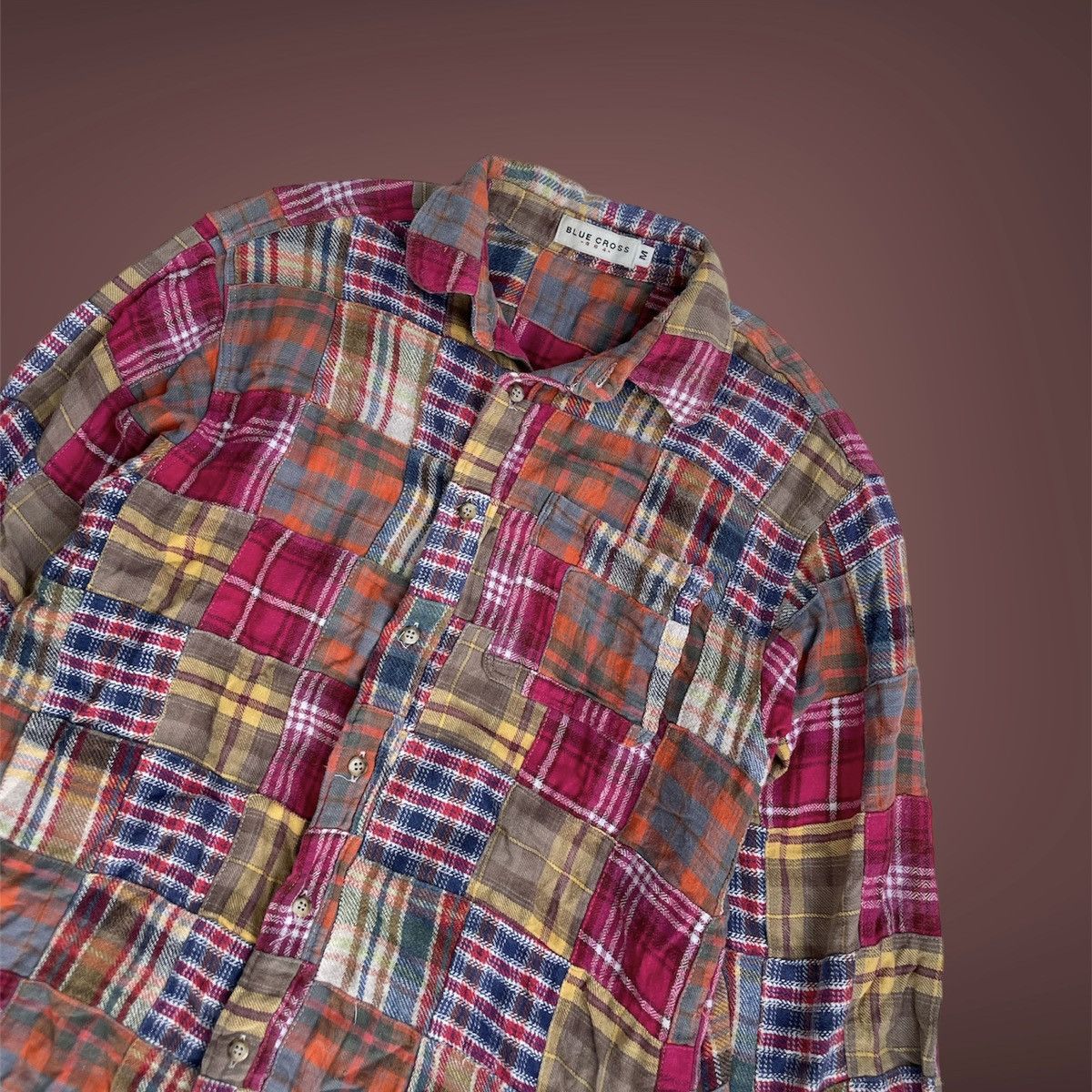 Japanese Brand Flanel Patchwork blue cross shirt RRL STYLE Size US M / EU 48-50 / 2 - 2 Thumbnail