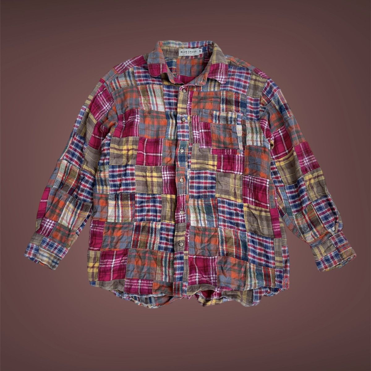 Japanese Brand Flanel Patchwork blue cross shirt RRL STYLE Size US M / EU 48-50 / 2 - 1 Thumbnail