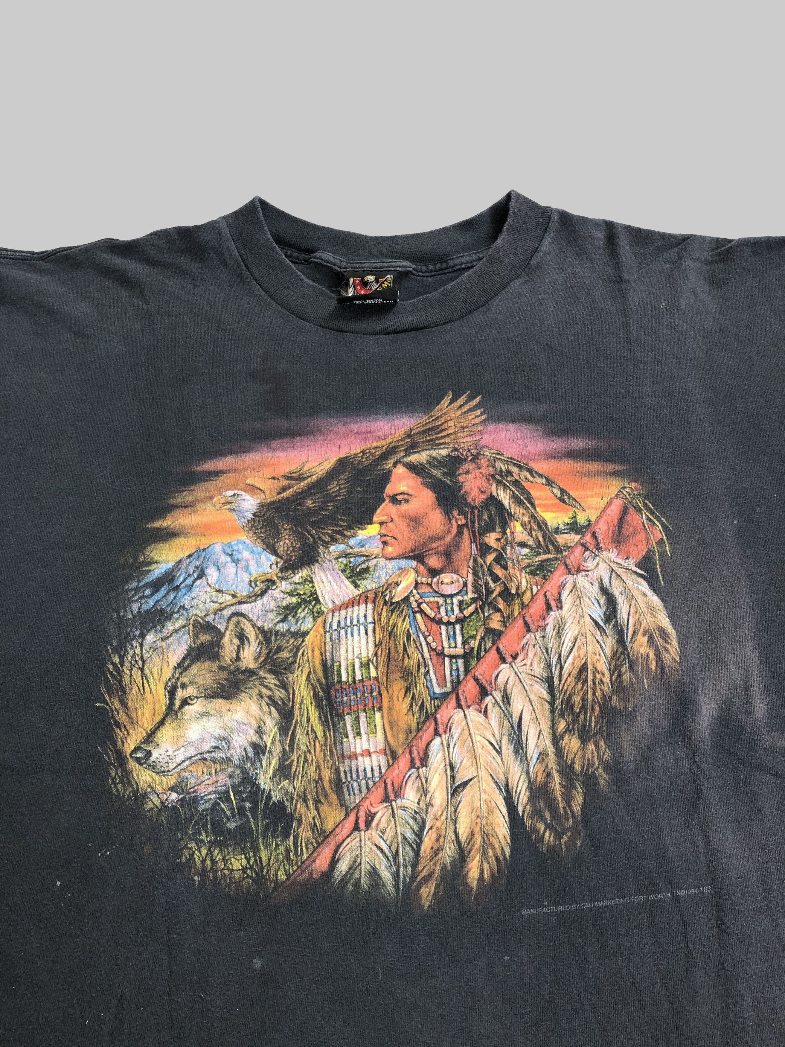 Harley Davidson Vintage 1994 3D Emblem Indian Wolf Eagles Thrashed t-shirt Size US XXL / EU 58 / 5 - 2 Thumbnail