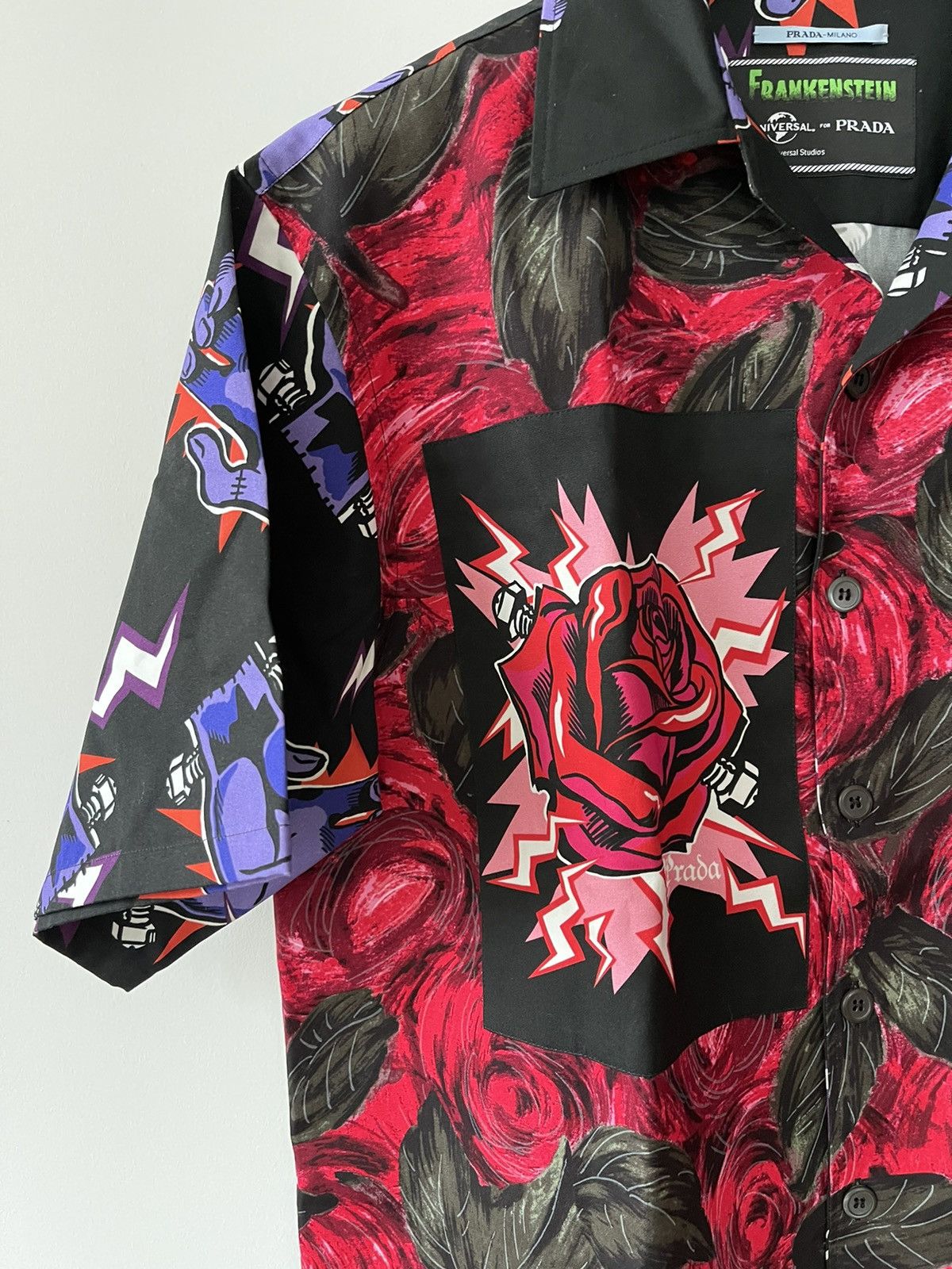 Prada Universal Studios Edition Rose Printed Bowling Shirt Size US M / EU 48-50 / 2 - 2 Thumbnail