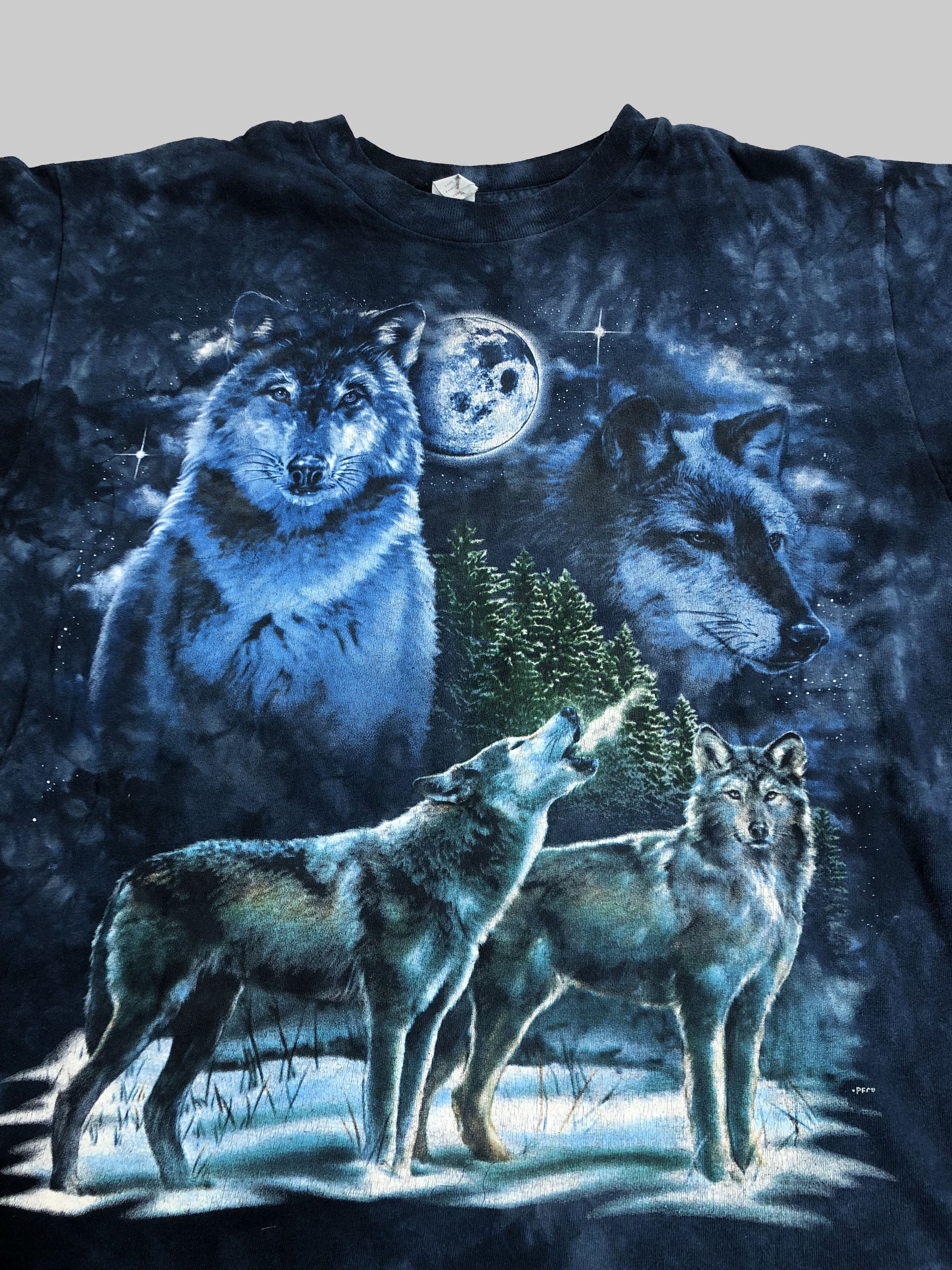 Vintage Vintage 90s Wolf tie dye t-shirt (Sea Frog Wolf Eagles) Size US M / EU 48-50 / 2 - 3 Thumbnail