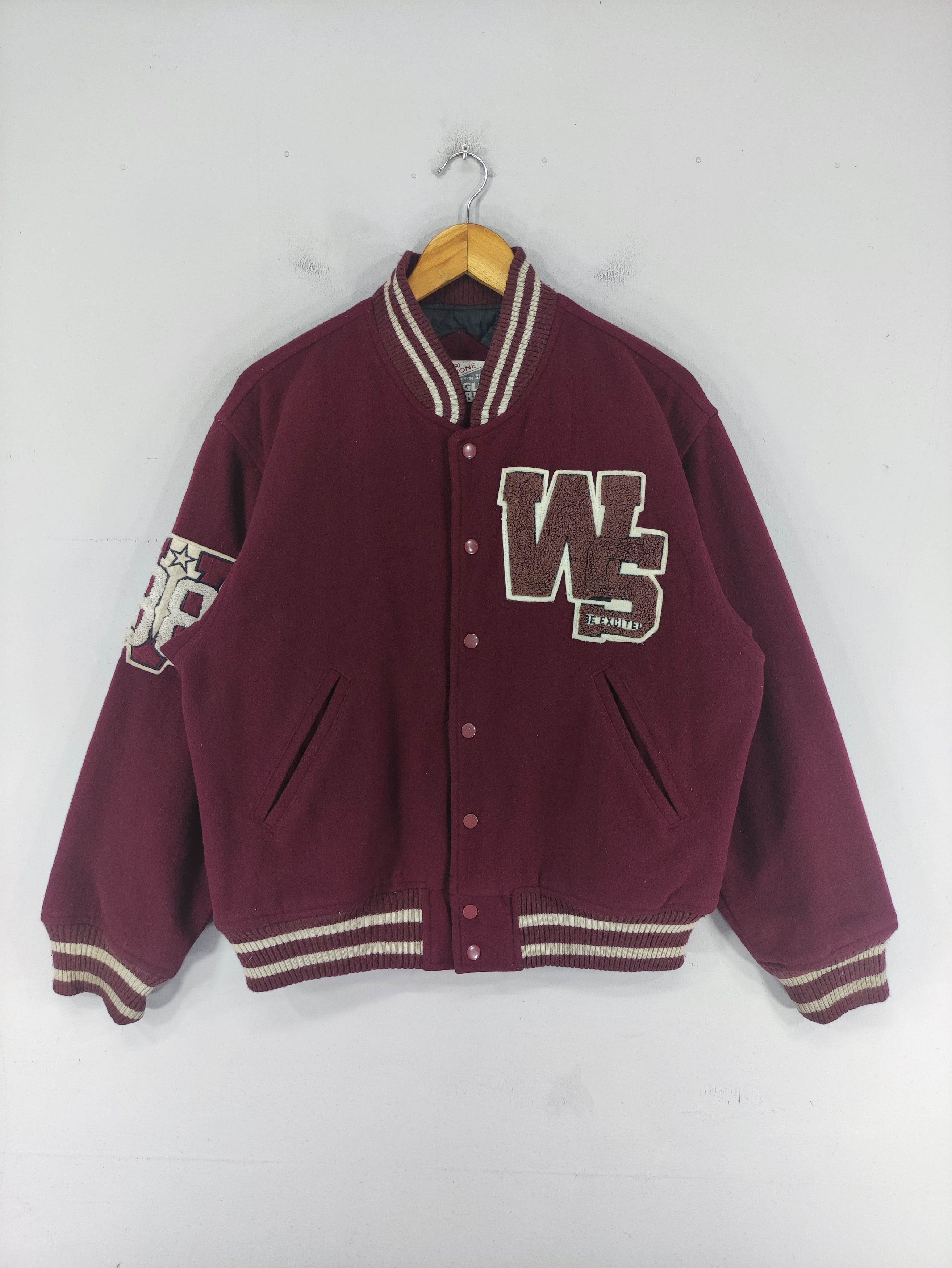 Vintage Varsity Jacket Jungle Storm Snap Button