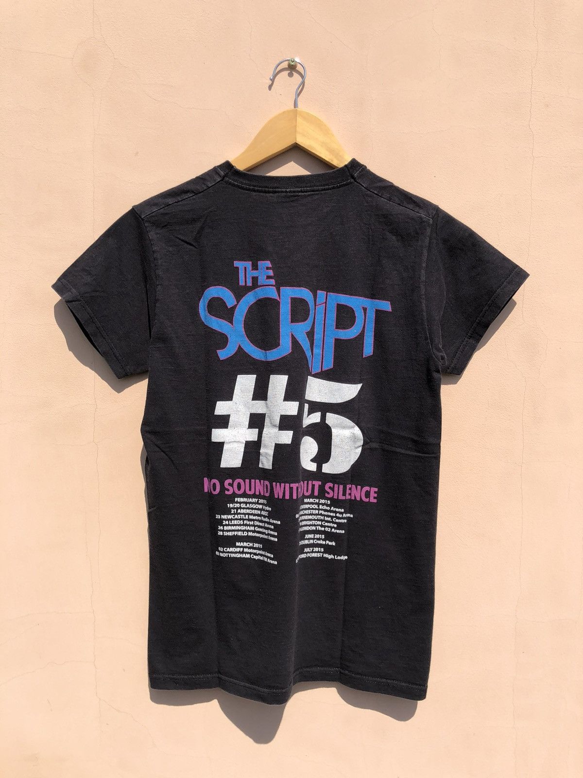 Band Tees Vintage 2015 The Script No Sound Without Silence Black Tee Size US S / EU 44-46 / 1 - 2 Thumbnail