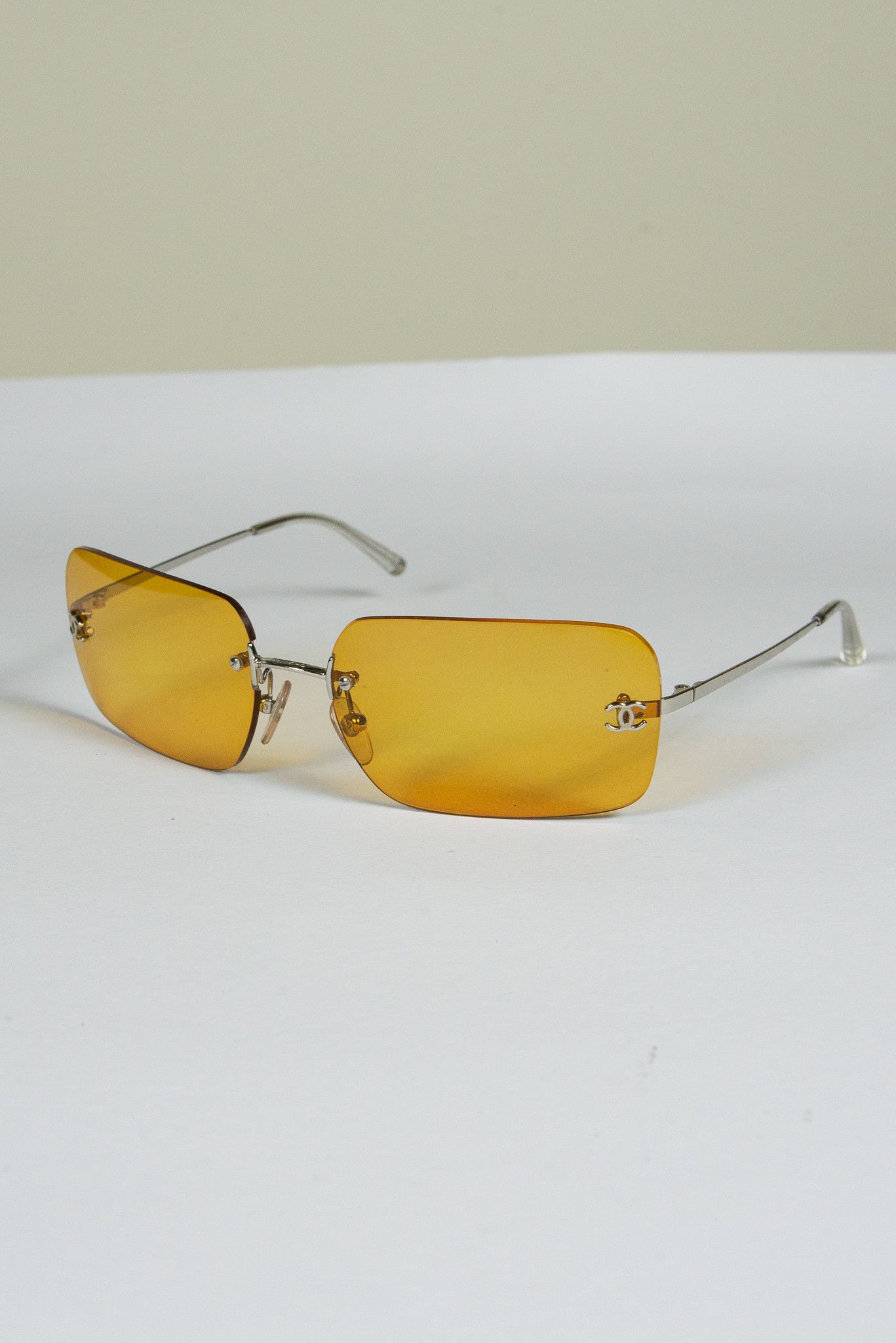 image of Vintage Cc Logo Chanel Sunglasses in Orange, Women's
