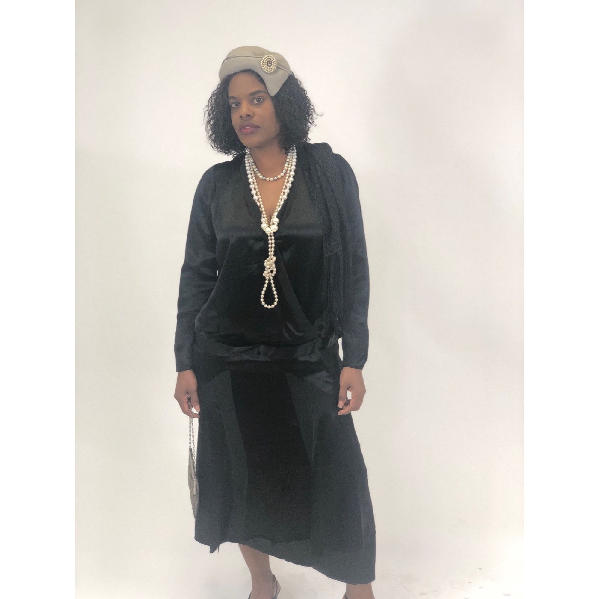 Antique 1920's Drop Waist Black Flapper dress: M-L - laplaya.ma