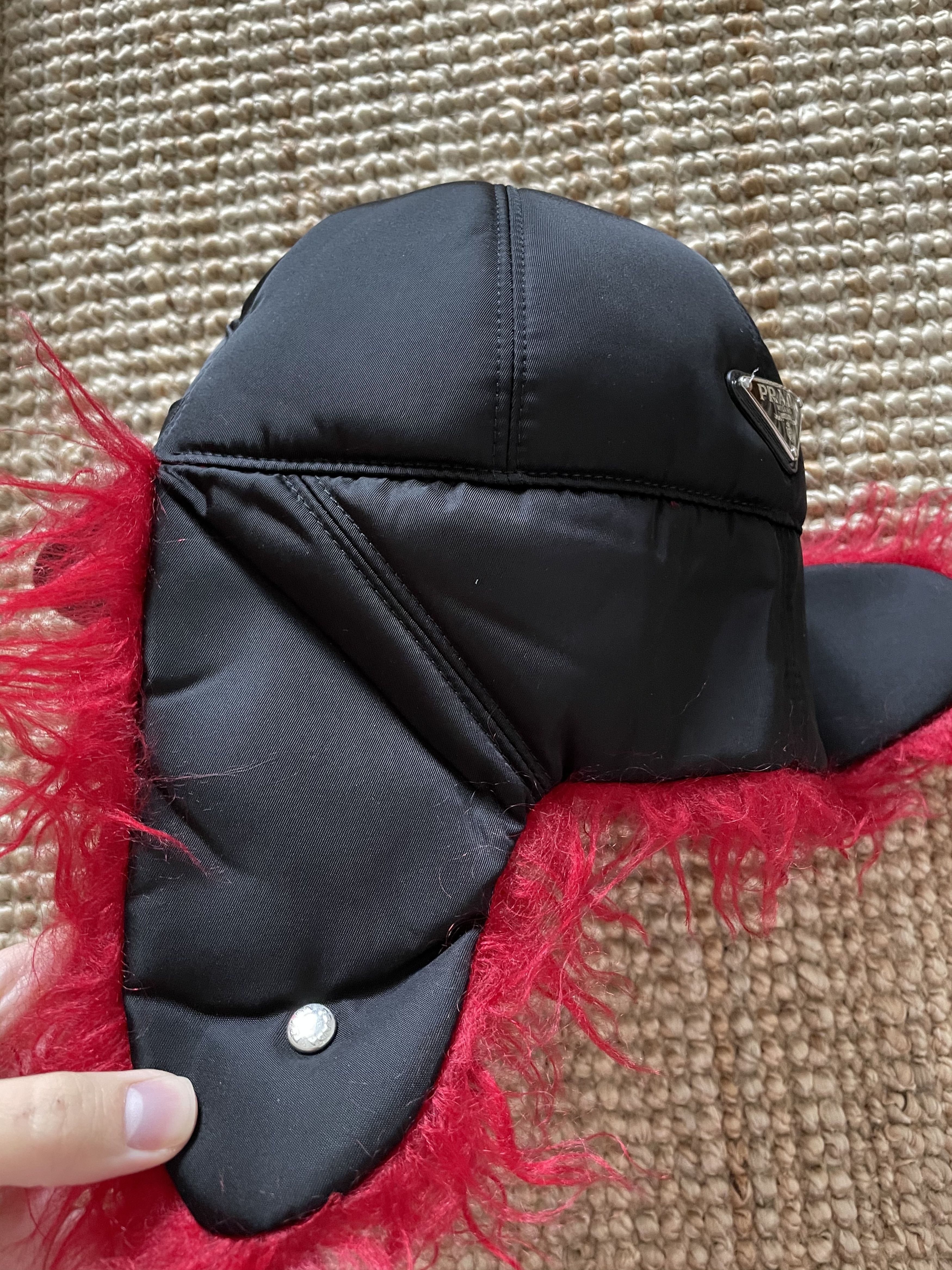 Prada Prada Black-Red Faux Fur Trapper Hat Size S | Grailed