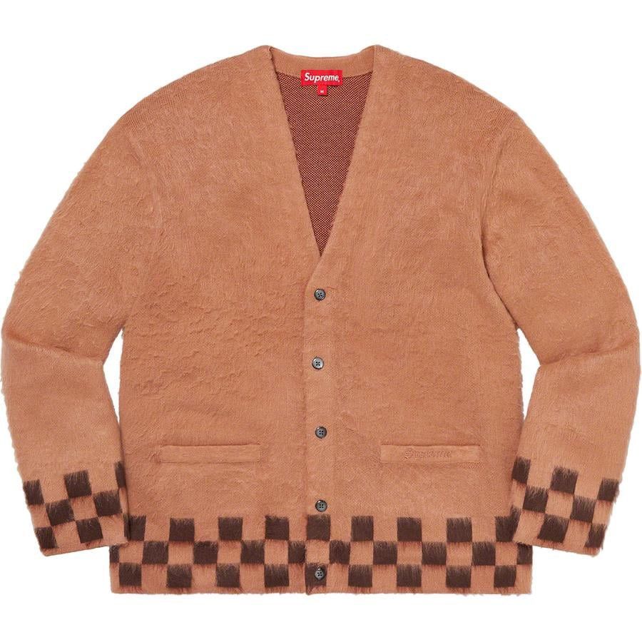 image of Supreme Brushed Checkered Cardigan in Tan, Men's (Size Small)