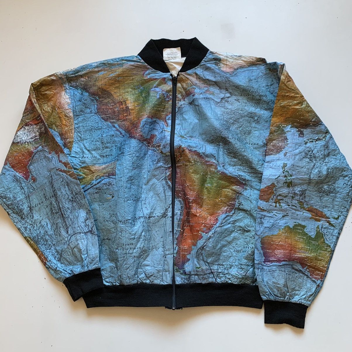 Vintage Vintage 90s world map print tyvek jacket graphic Kurt Cobain Grailed