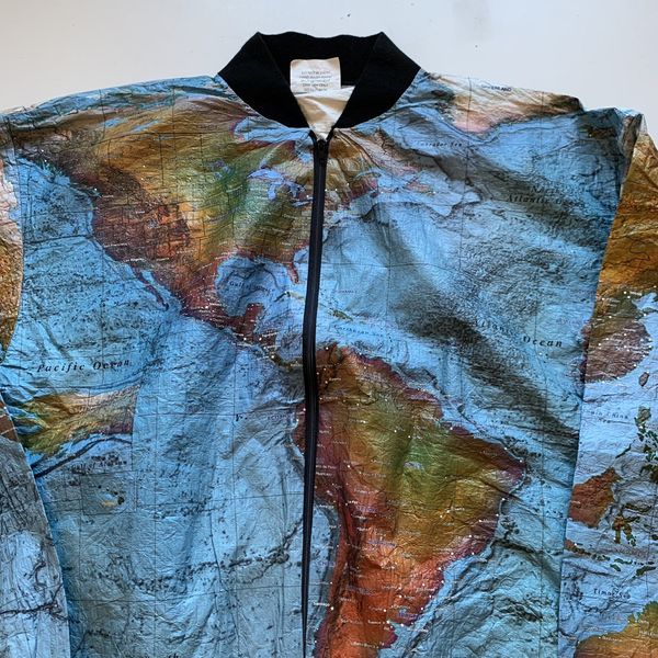 Vintage Vintage 90s world map print tyvek jacket graphic Kurt Cobain Grailed