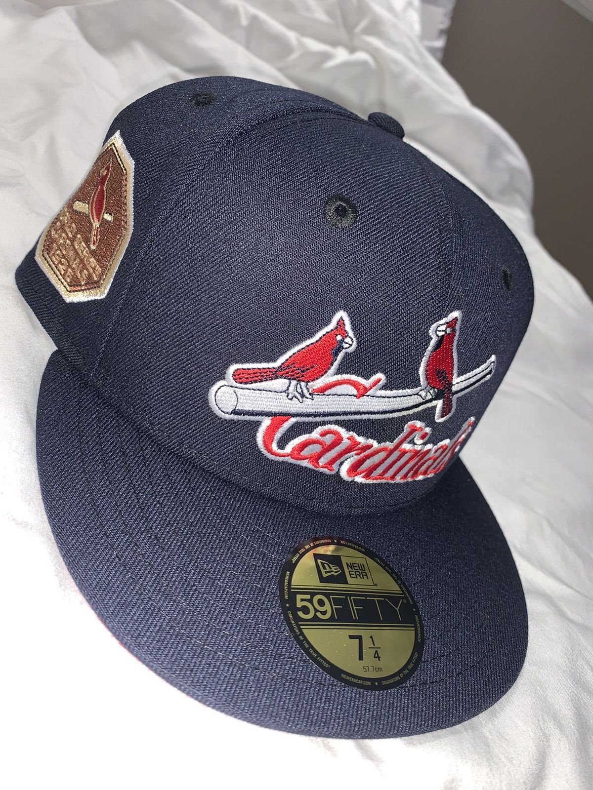 New Era Exclusive St. Louis Cardinals Fitted Navy Blue Red Brim 1/4 Size ONE SIZE - 2 Thumbnail