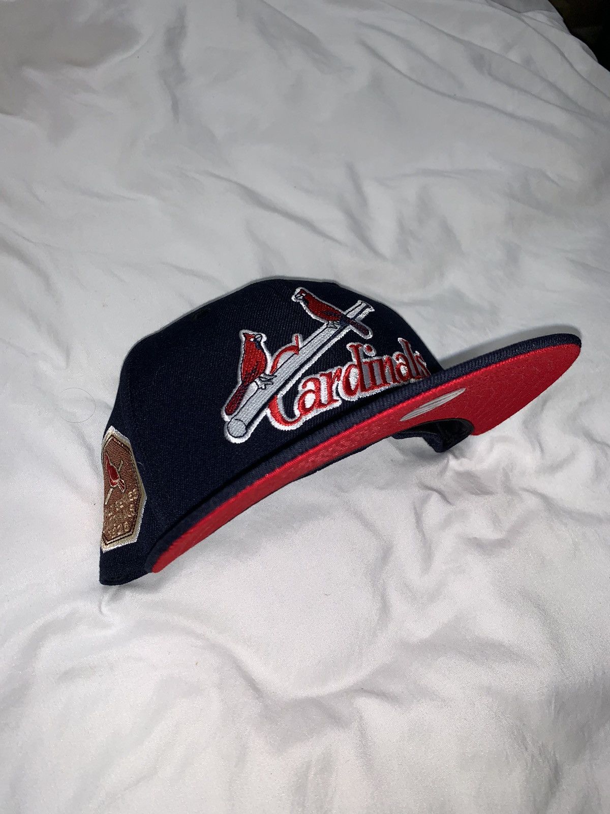 New Era Exclusive St. Louis Cardinals Fitted Navy Blue Red Brim 1/4 Size ONE SIZE - 4 Thumbnail