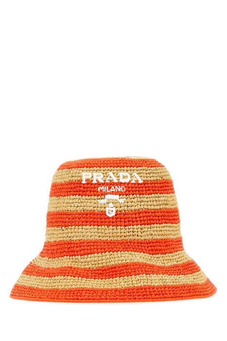 PRADA Prada Leather Triangle Logo Bucket Hat #XL 2HC137 Black Men's