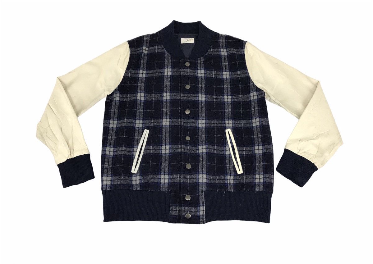 image of Vintage A.r.w Arrow Plaid Checked Varsity Wool Jacket in Black, Men's (Size Medium)