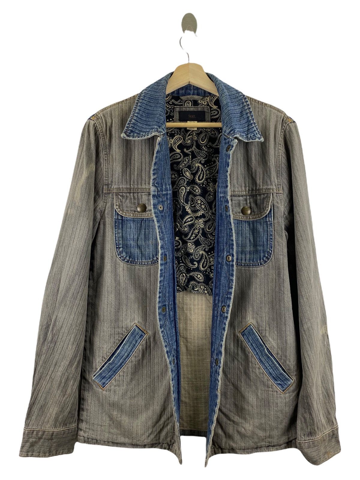Japanese Brand SLYZDERS DENIM JACKET NICE DESIGN Size US M / EU 48-50 / 2 - 3 Thumbnail