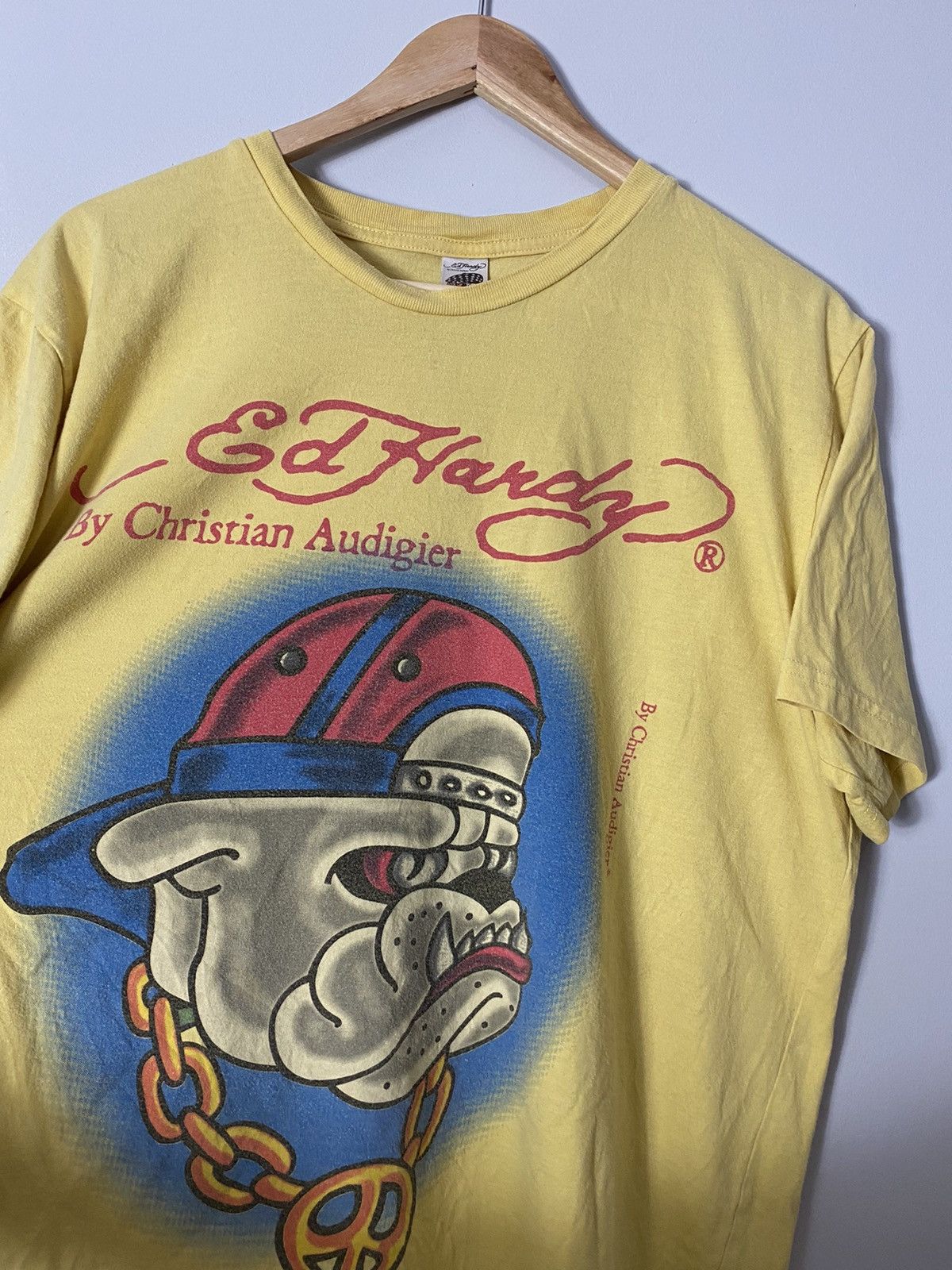 Ed Hardy OG Ed Hardy Bulldog Yellow Vintage Y2K Drip Tshirt Size US XL / EU 56 / 4 - 4 Thumbnail