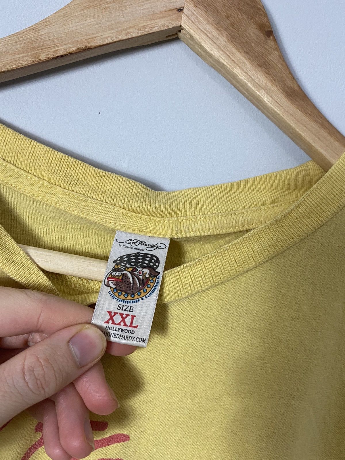 Ed Hardy OG Ed Hardy Bulldog Yellow Vintage Y2K Drip Tshirt Size US XL / EU 56 / 4 - 3 Thumbnail