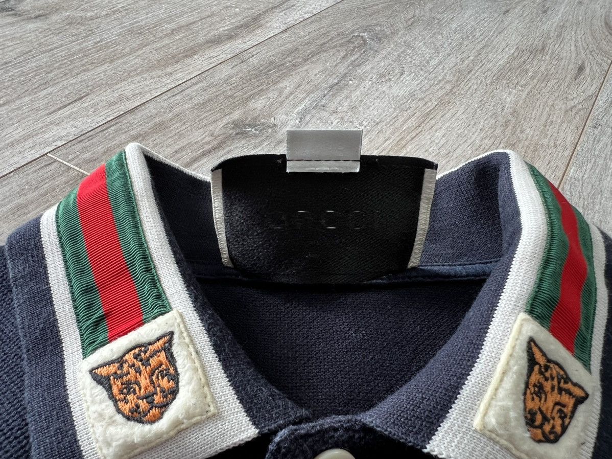 Gucci GUCCI Cotton Polo with Web Stipe and Tiger Head(Retail 800$) Size US L / EU 52-54 / 3 - 9 Thumbnail