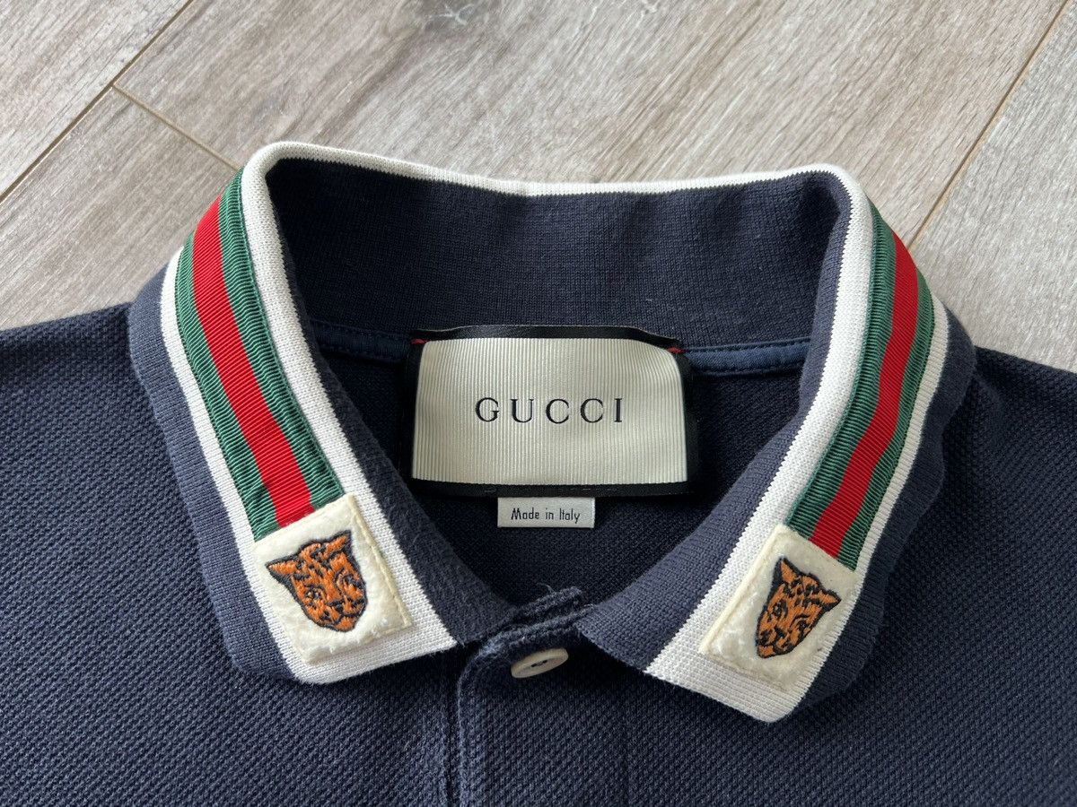 Gucci GUCCI Cotton Polo with Web Stipe and Tiger Head(Retail 800$) Size US L / EU 52-54 / 3 - 8 Thumbnail