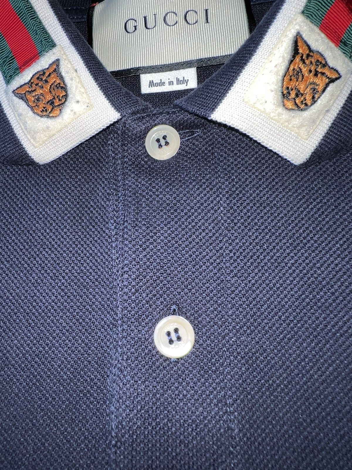Gucci GUCCI Cotton Polo with Web Stipe and Tiger Head(Retail 800$) Size US L / EU 52-54 / 3 - 7 Thumbnail