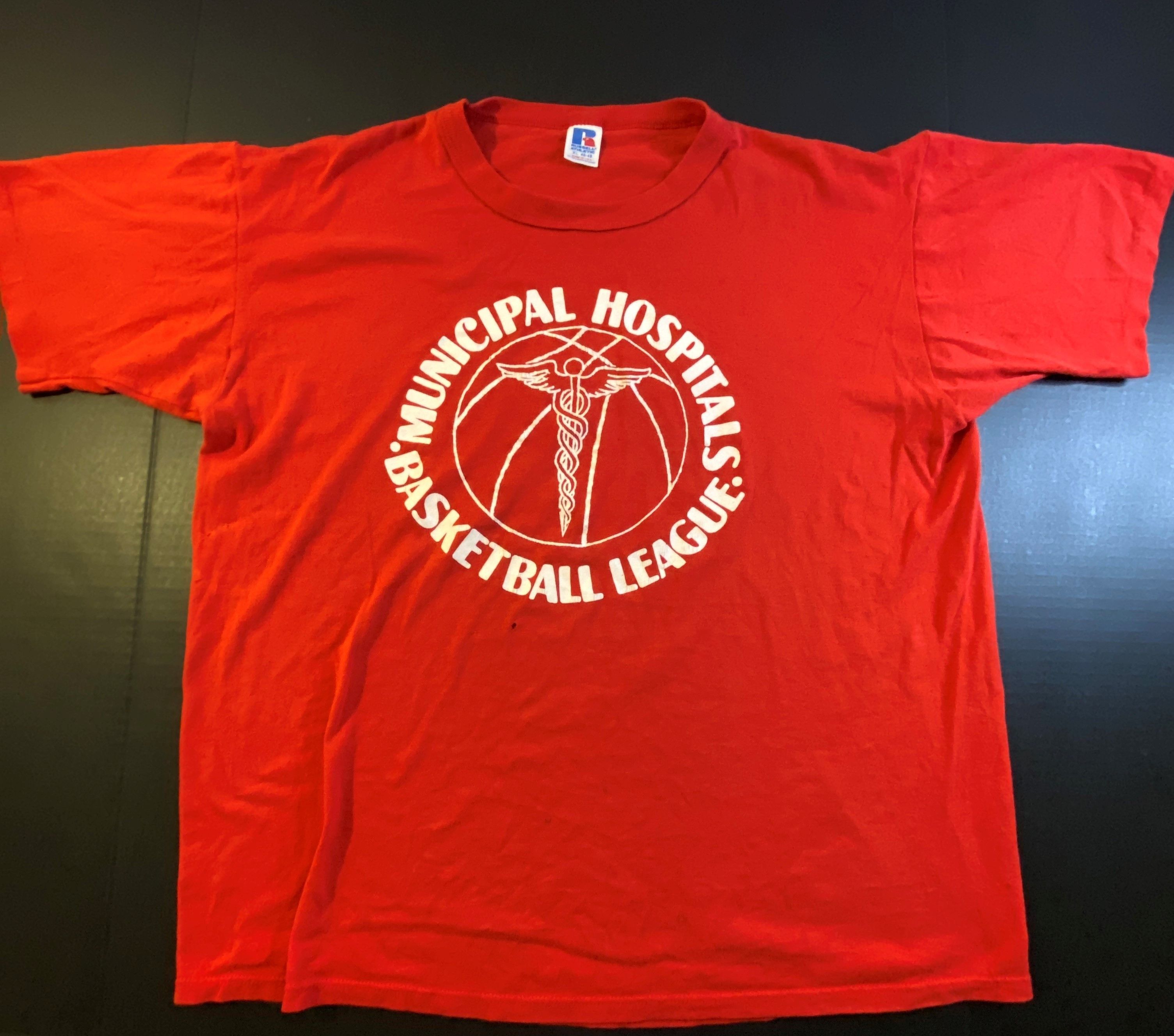 Russell Athletic Vtg Municipal Hospitals Basketball League Single Stitch Tee Size US XL / EU 56 / 4 - 1 Thumbnail