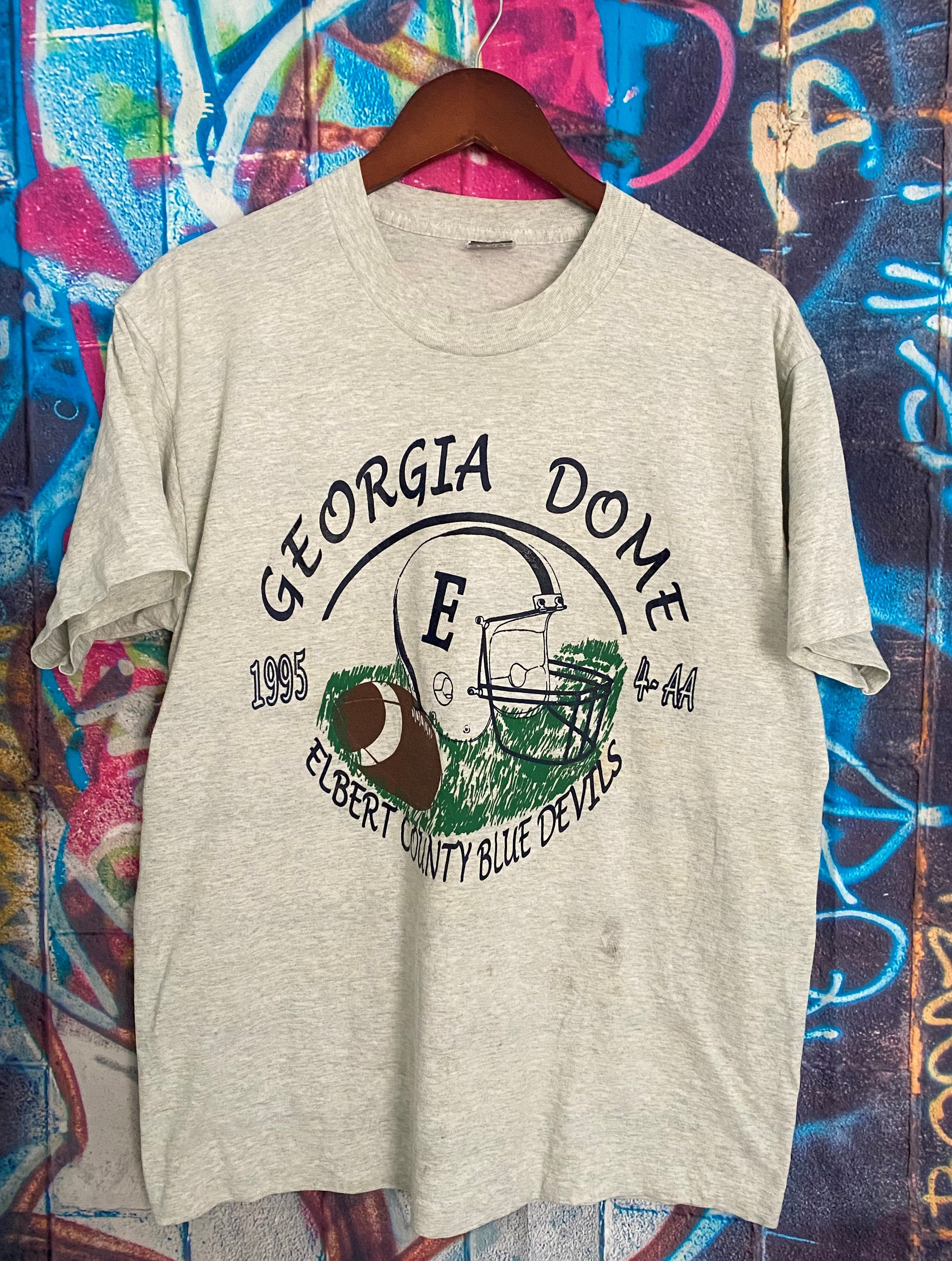 Fruit Of The Loom Vtg 90's Georgia Dome Blue Devils Single Stitch T Shirt Size US L / EU 52-54 / 3 - 1 Thumbnail
