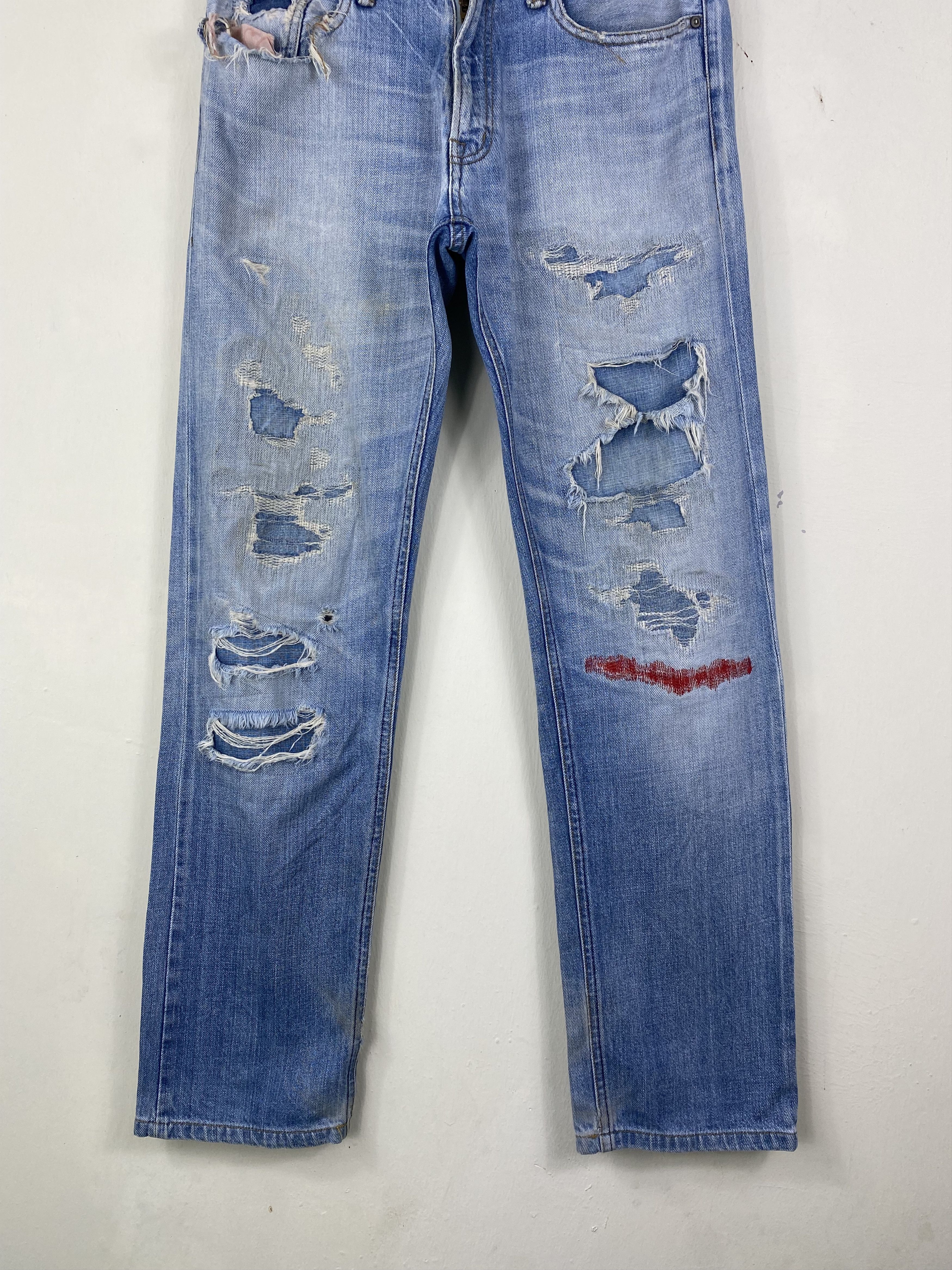 If Six Was Nine (30x29.5)INSANE Perfect Distressed Japan Semantic jean Size US 30 / EU 46 - 3 Thumbnail