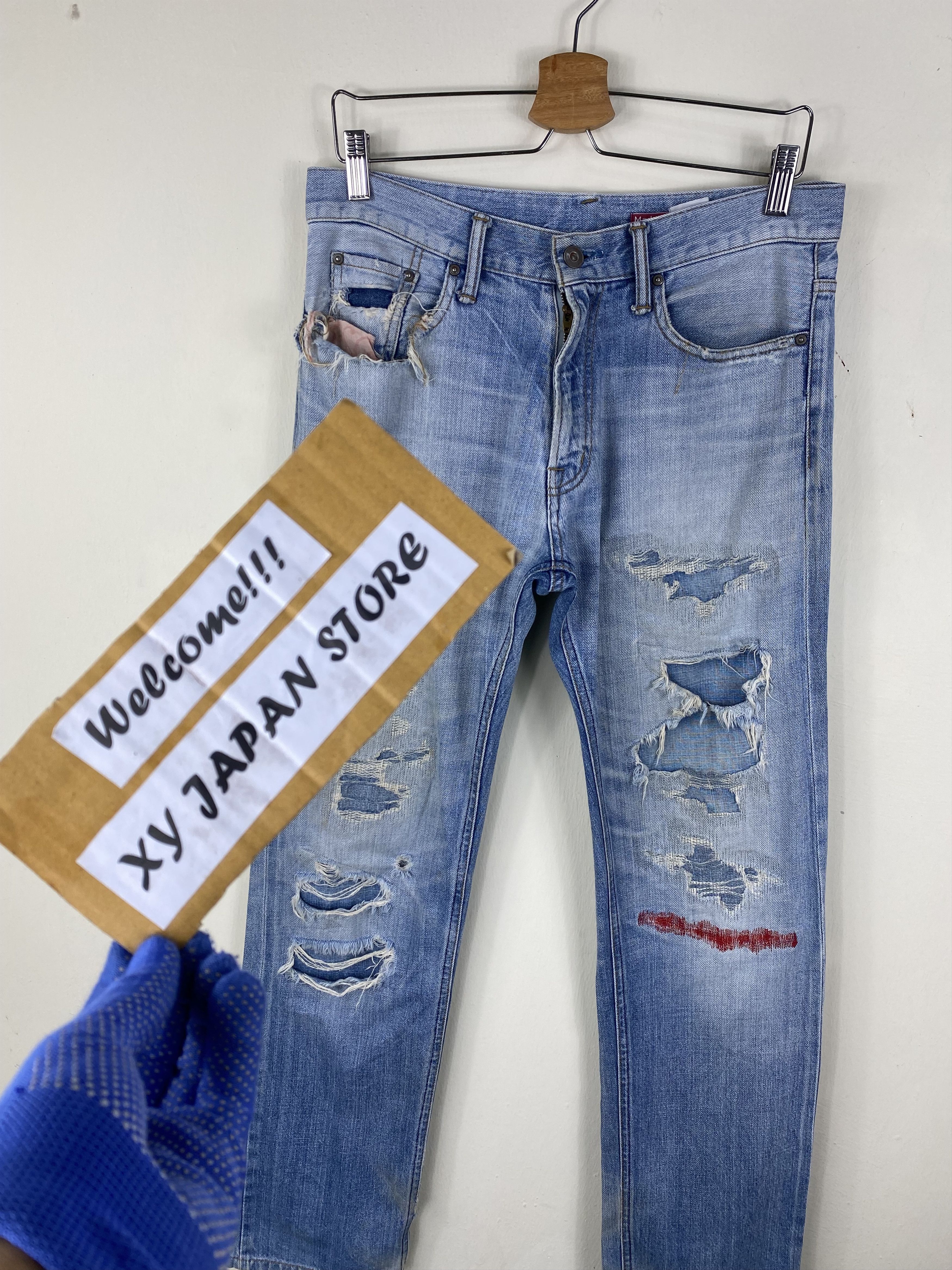 If Six Was Nine (30x29.5)INSANE Perfect Distressed Japan Semantic jean Size US 30 / EU 46 - 1 Thumbnail
