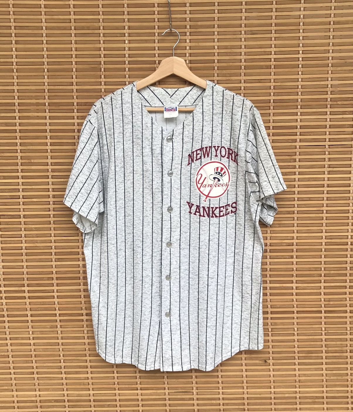 New York Yankees × Vintage RARE Vintage 90s NY Yankees baseball shirt COTTON POLYSTER Size US L / EU 52-54 / 3 - 2 Thumbnail