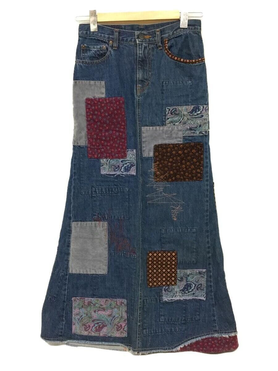 image of Hysteric Glamour Patchwork Denim Maxi Skirt in Indigo, Women's (Size 27)