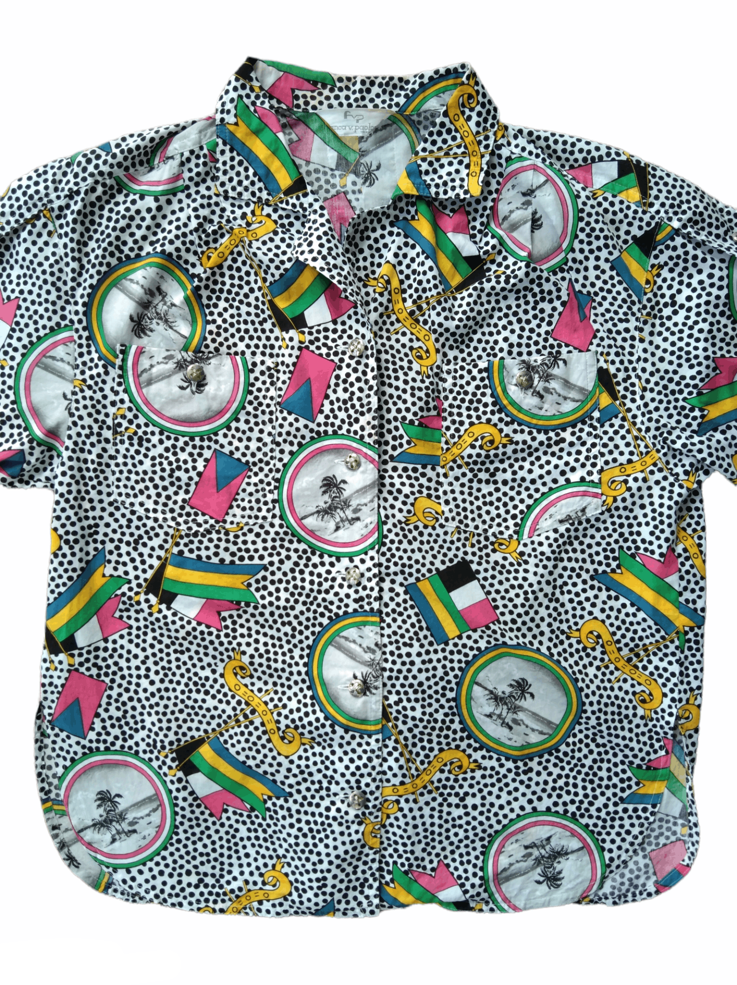 Designer × Vintage 1990s Franca V. Paoloni Fullprint Shirts Size L / US 10 / IT 46 - 3 Thumbnail