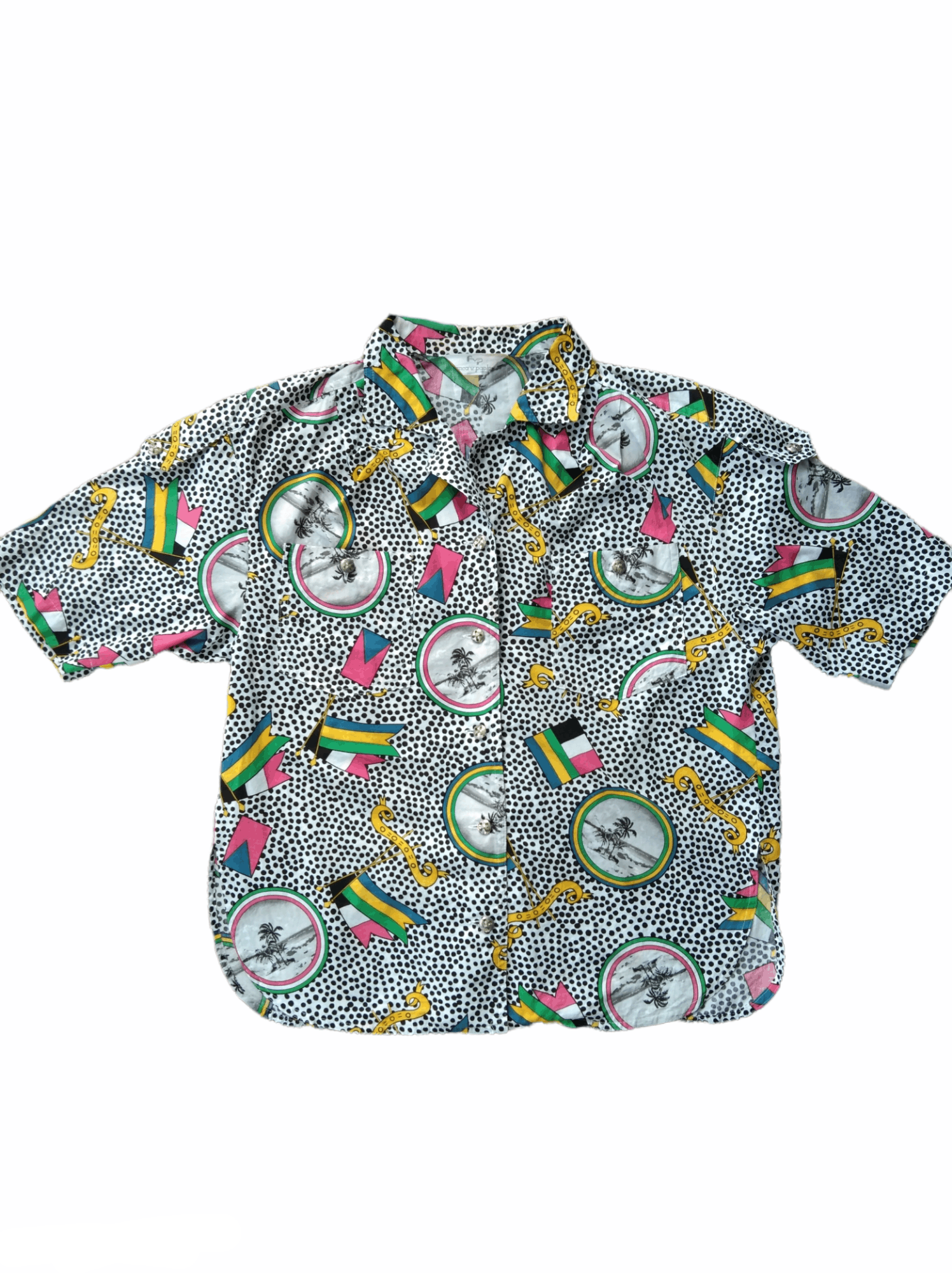Designer × Vintage 1990s Franca V. Paoloni Fullprint Shirts Size L / US 10 / IT 46 - 1 Thumbnail