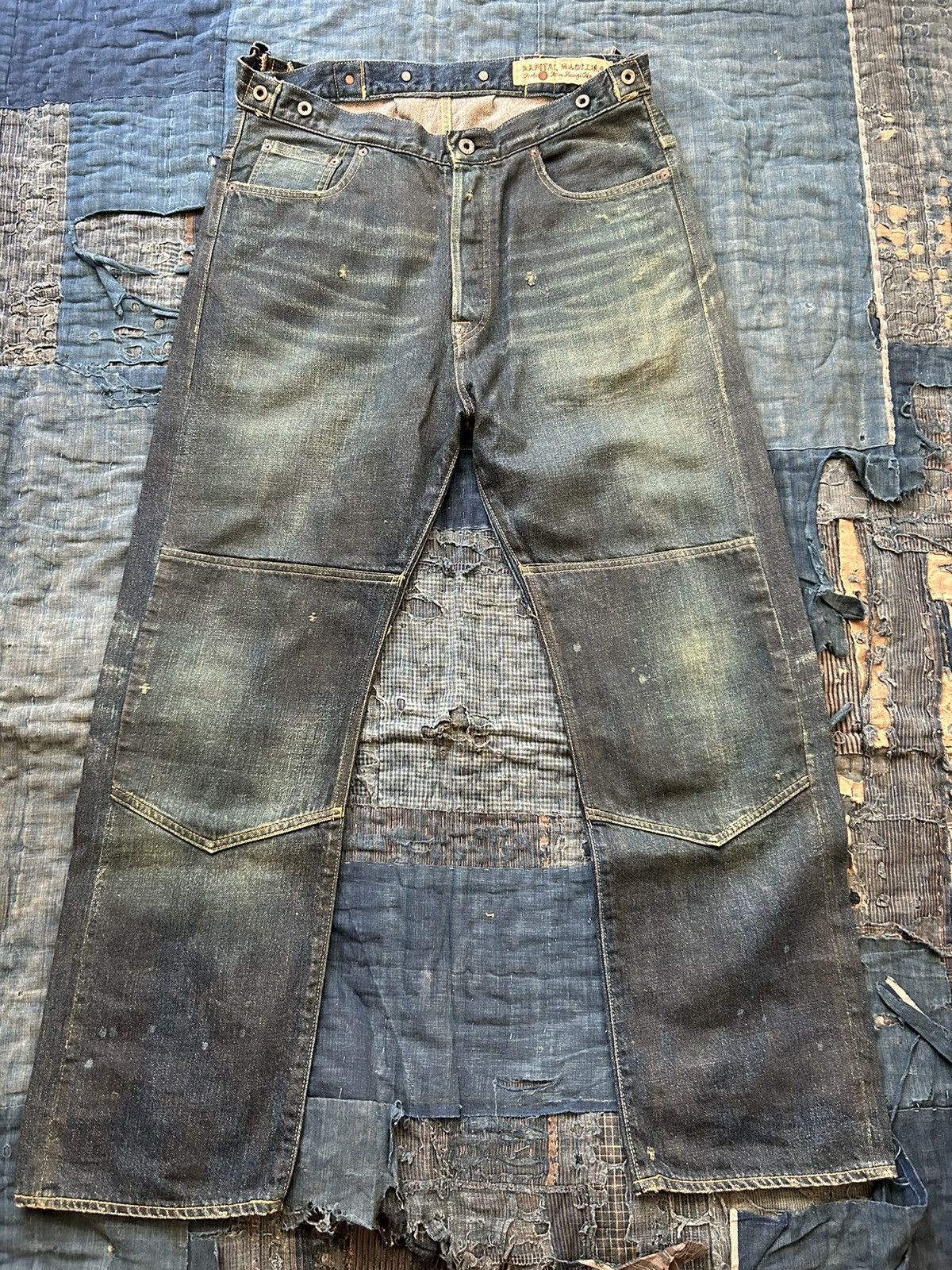 Kapital kapital damaged denim pants | Grailed