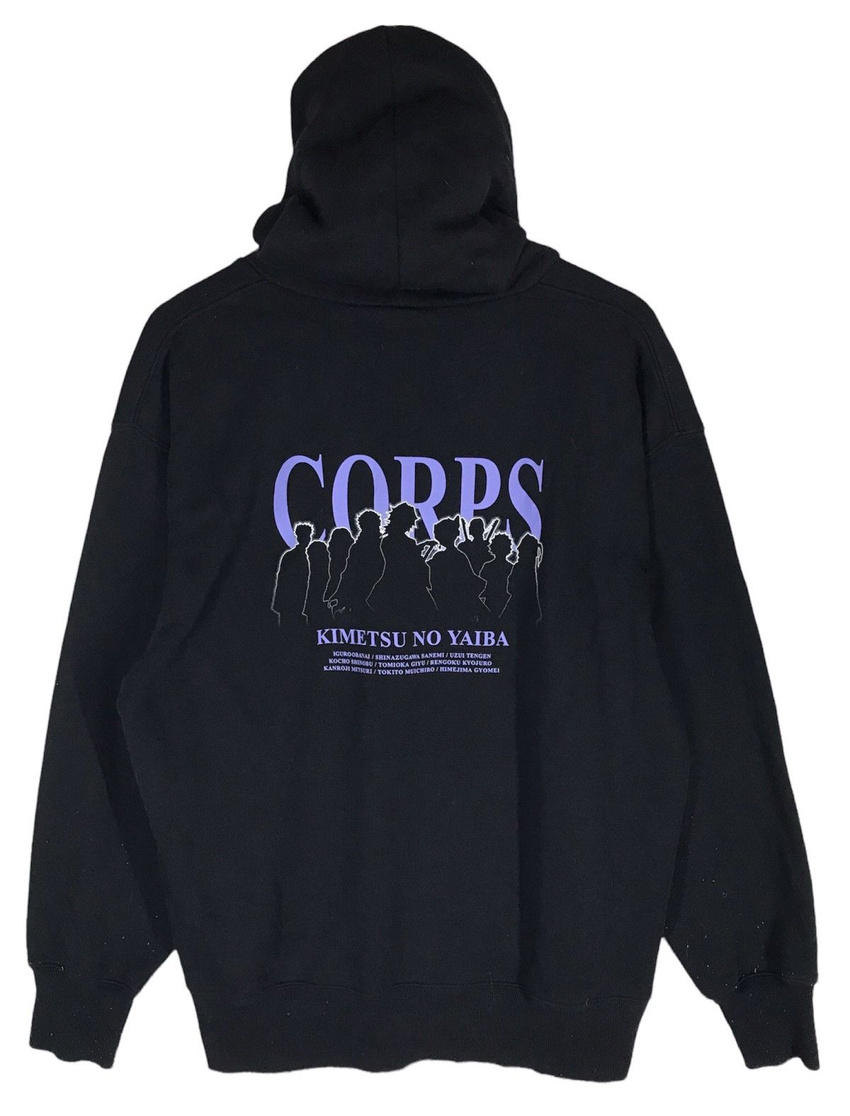 image of Anima x Cartoon Network Kimetsu No Yaiba X Gu Hoodies in Black, Men's (Size Large)