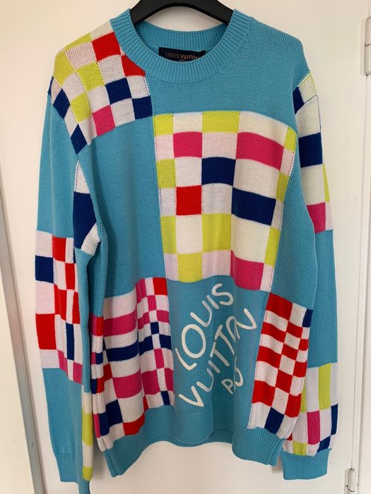 Louis Vuitton Multicolor Monogram Jacquard Pullover , Navy, Contact Seller for Other Sizes