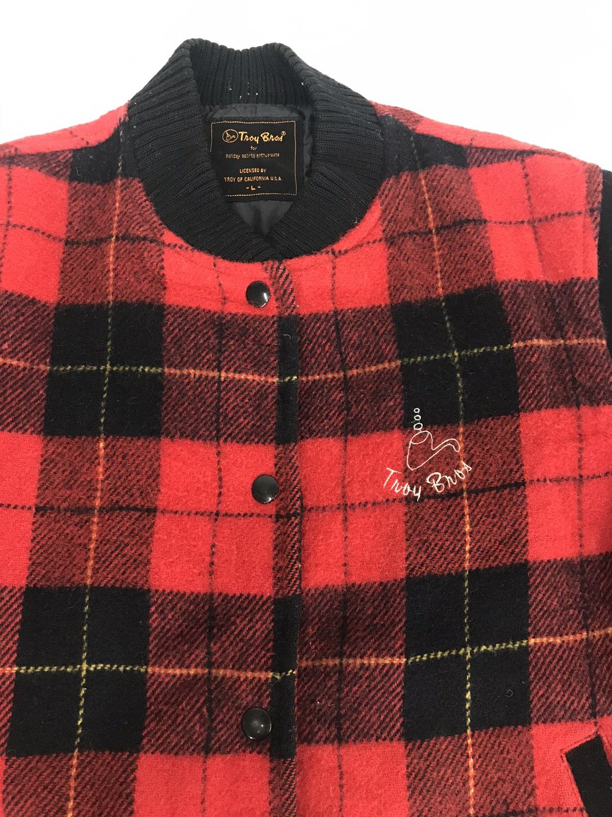 Japanese Brand Vintage Troy Bros California Plaid Checked Varsity Jacket Size US S / EU 44-46 / 1 - 3 Thumbnail
