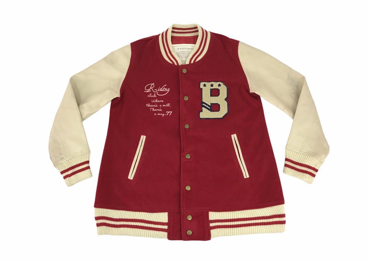 Japanese Brand Varsity Jacket R.S Navy Design Wool Leather Unisex Size US S / EU 44-46 / 1 - 1 Thumbnail