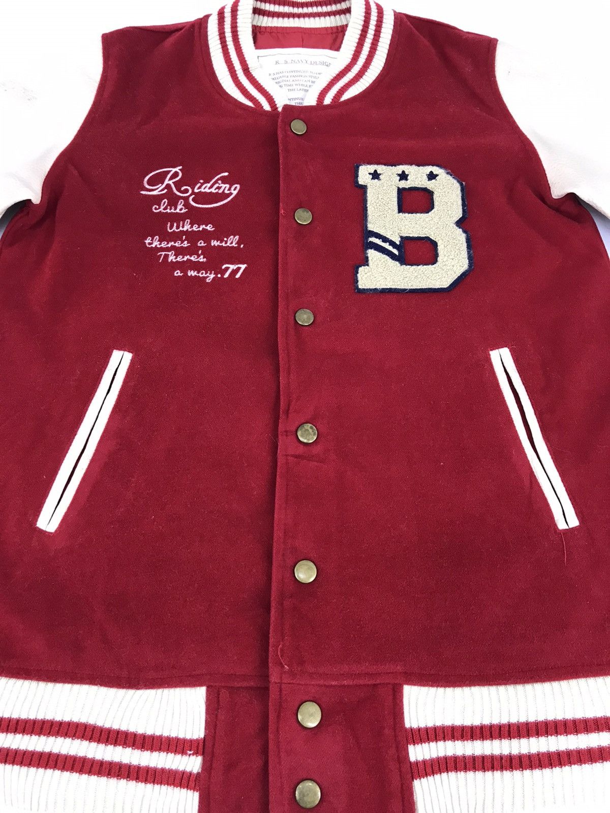 Japanese Brand Varsity Jacket R.S Navy Design Wool Leather Unisex Size US S / EU 44-46 / 1 - 3 Thumbnail