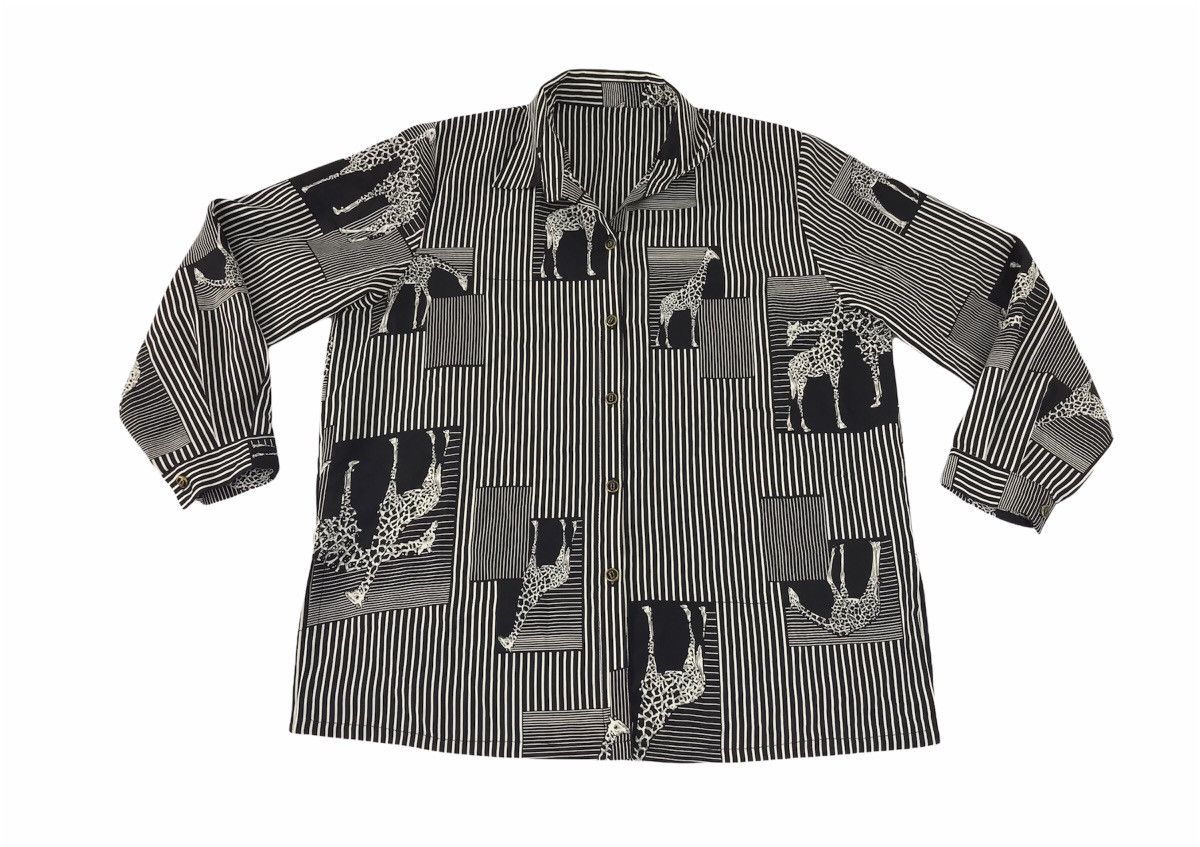 Japanese Brand × Vintage Button Up Shirt Striped Giraffe Over Printed Design Size US L / EU 52-54 / 3 - 1 Thumbnail