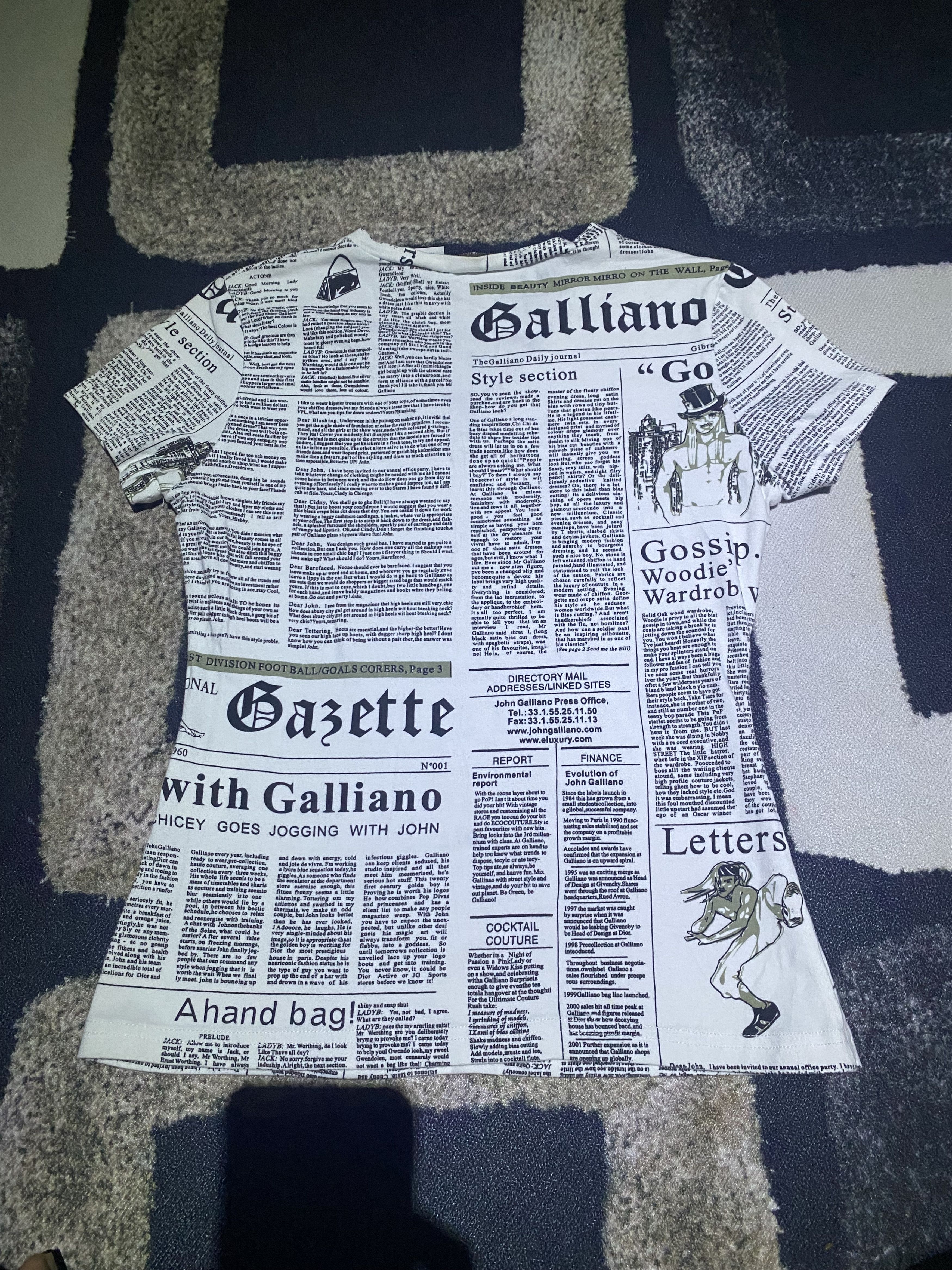 John Galliano vintage galliano gazette newpaper v-neck Size L / US 10 / IT 46 - 5 Thumbnail